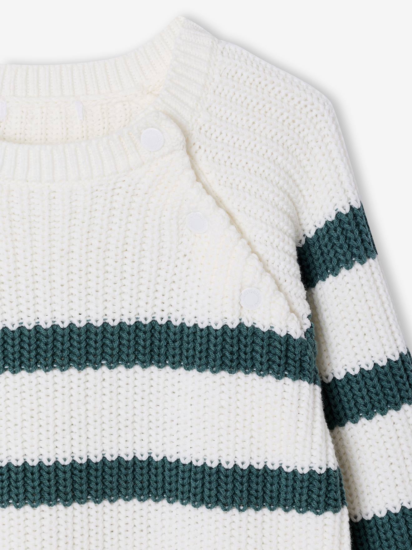 Thumbnail - Jungen Strickpullover mit Streifen salbei