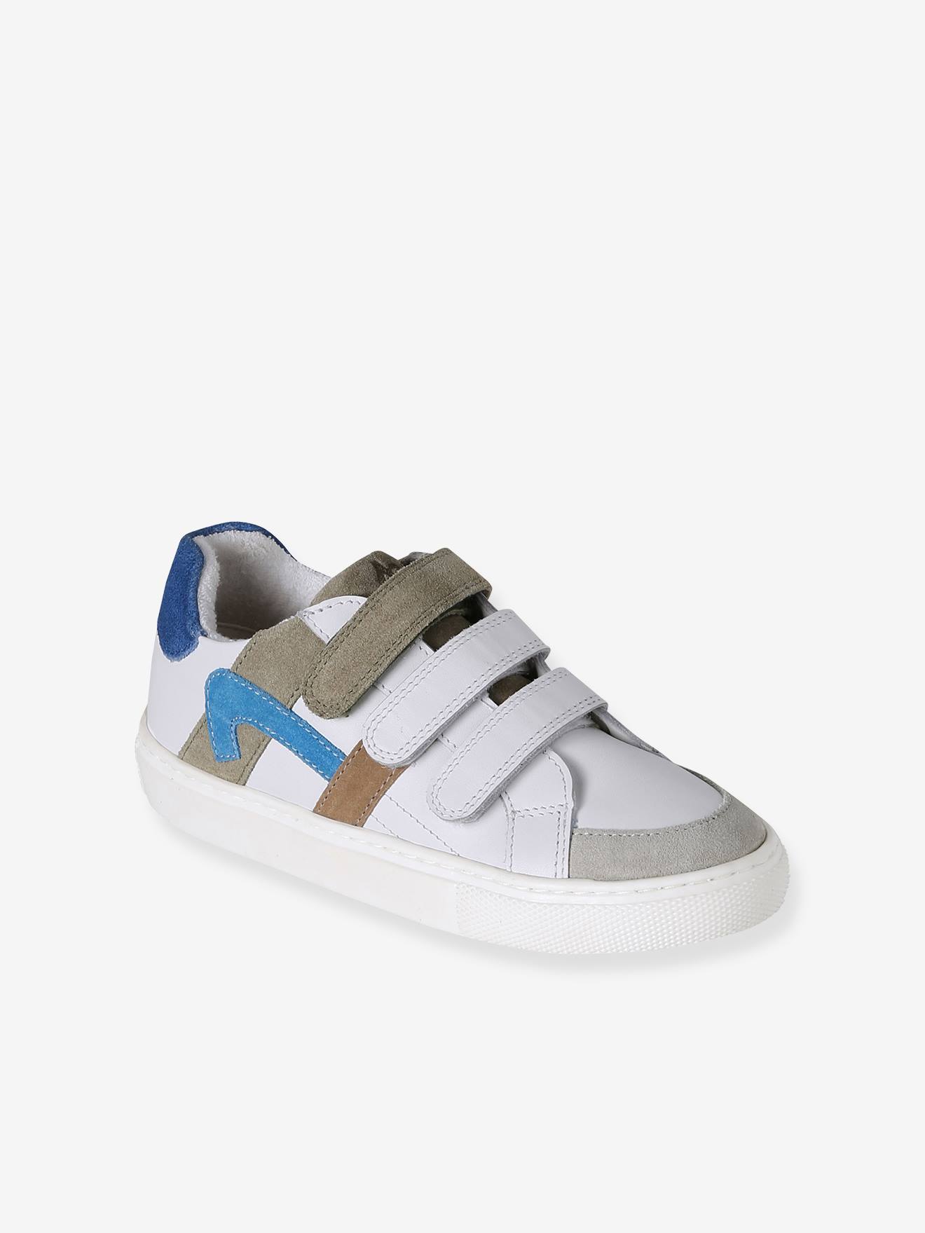 Kinder Leder-Sneakers mit Klett und Kontrastdetails set