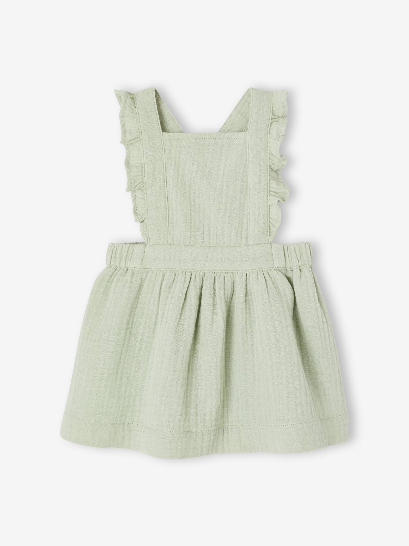 Mädchen Baby Latzkleid, Musselin aqua Gr. 68 von vertbaudet