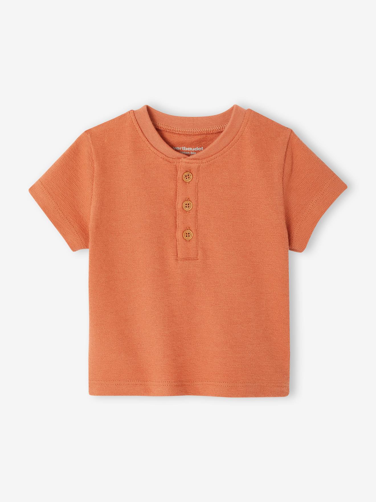 Baby T-Shirt mit Knopfleiste, Bio-Baumwolle braun Gr. 86 von vertbaudet