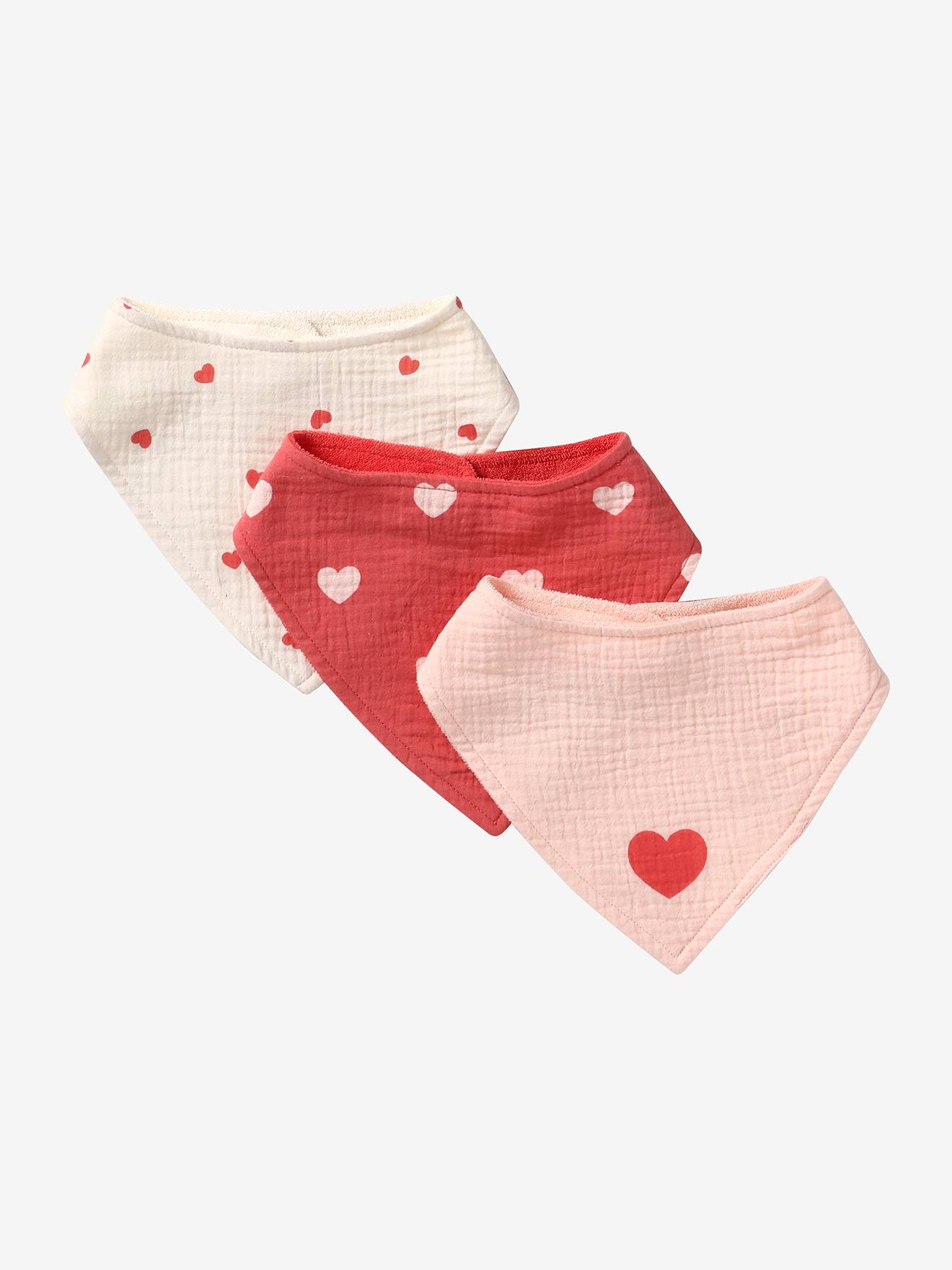 Vertbaudet 3Er-Pack Baby Lätzchen Rosa Mein Herz Einheitsgröße