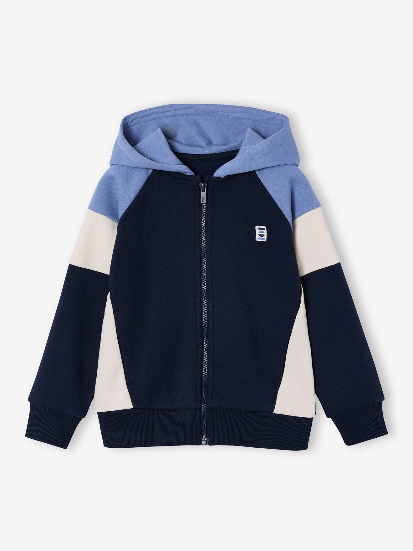 Kapuzensweatjacke Jungen im Colorblock-Look mittel