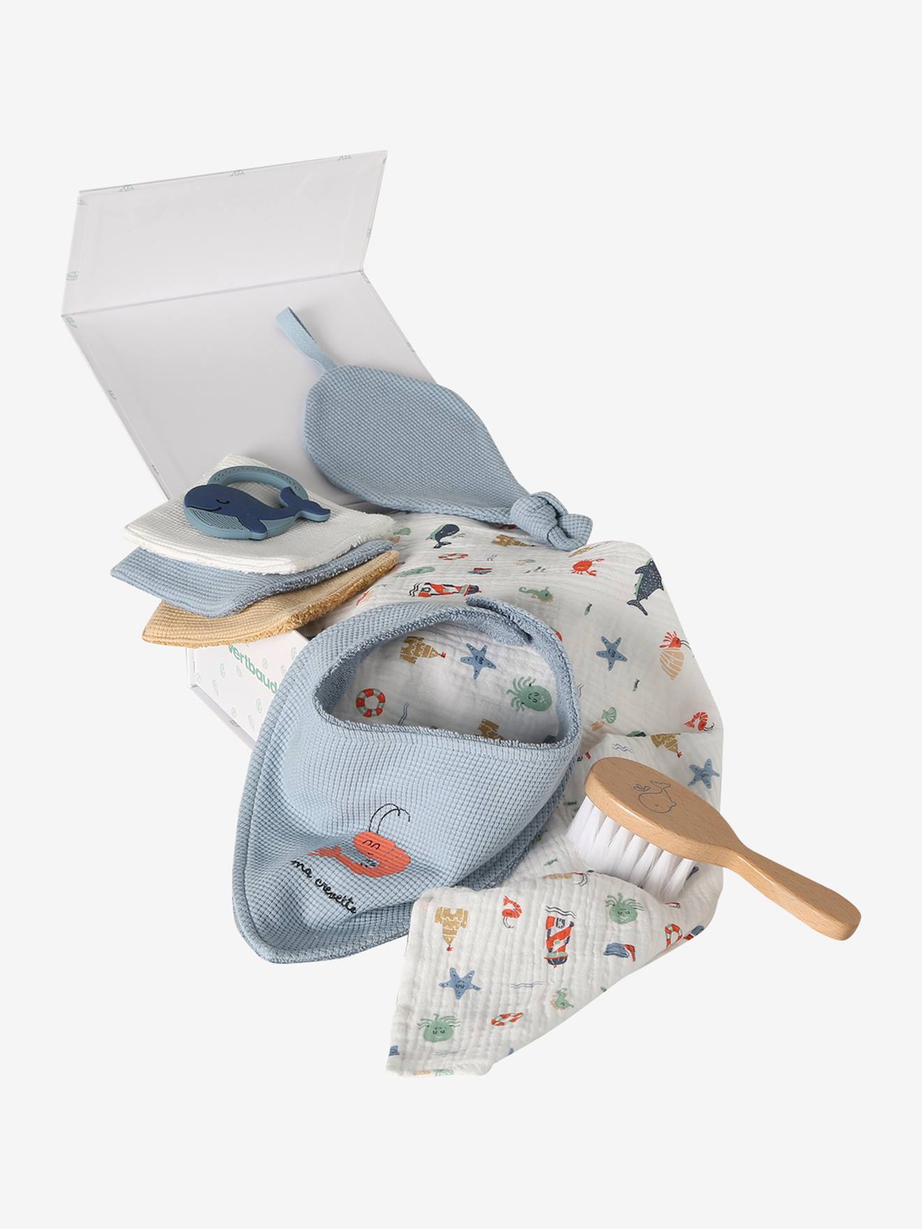 Baby Geschenkset zur Geburt, 6 Teile graublau von vertbaudet