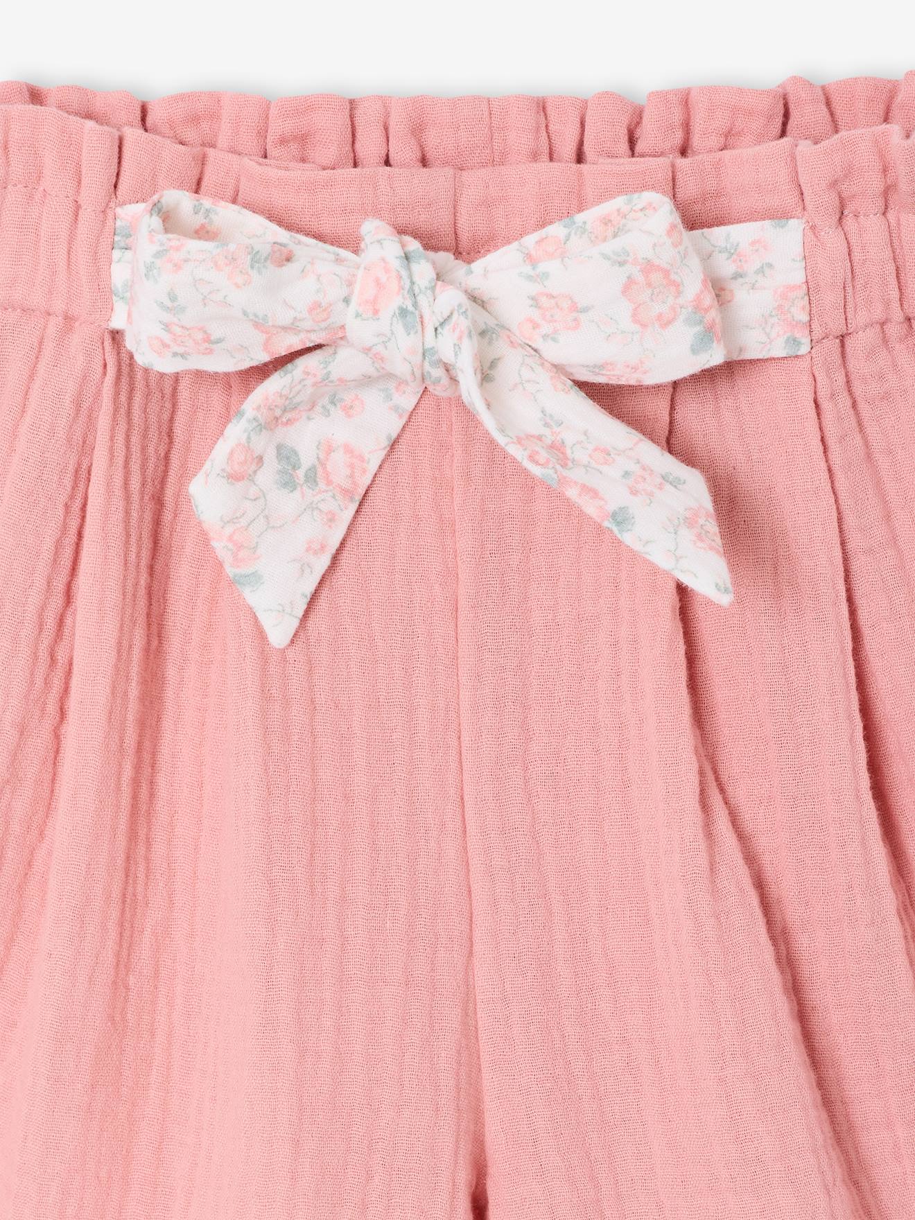 Thumbnail - Mädchen Paperbag-Shorts aus Baumwoll-Musselin blush