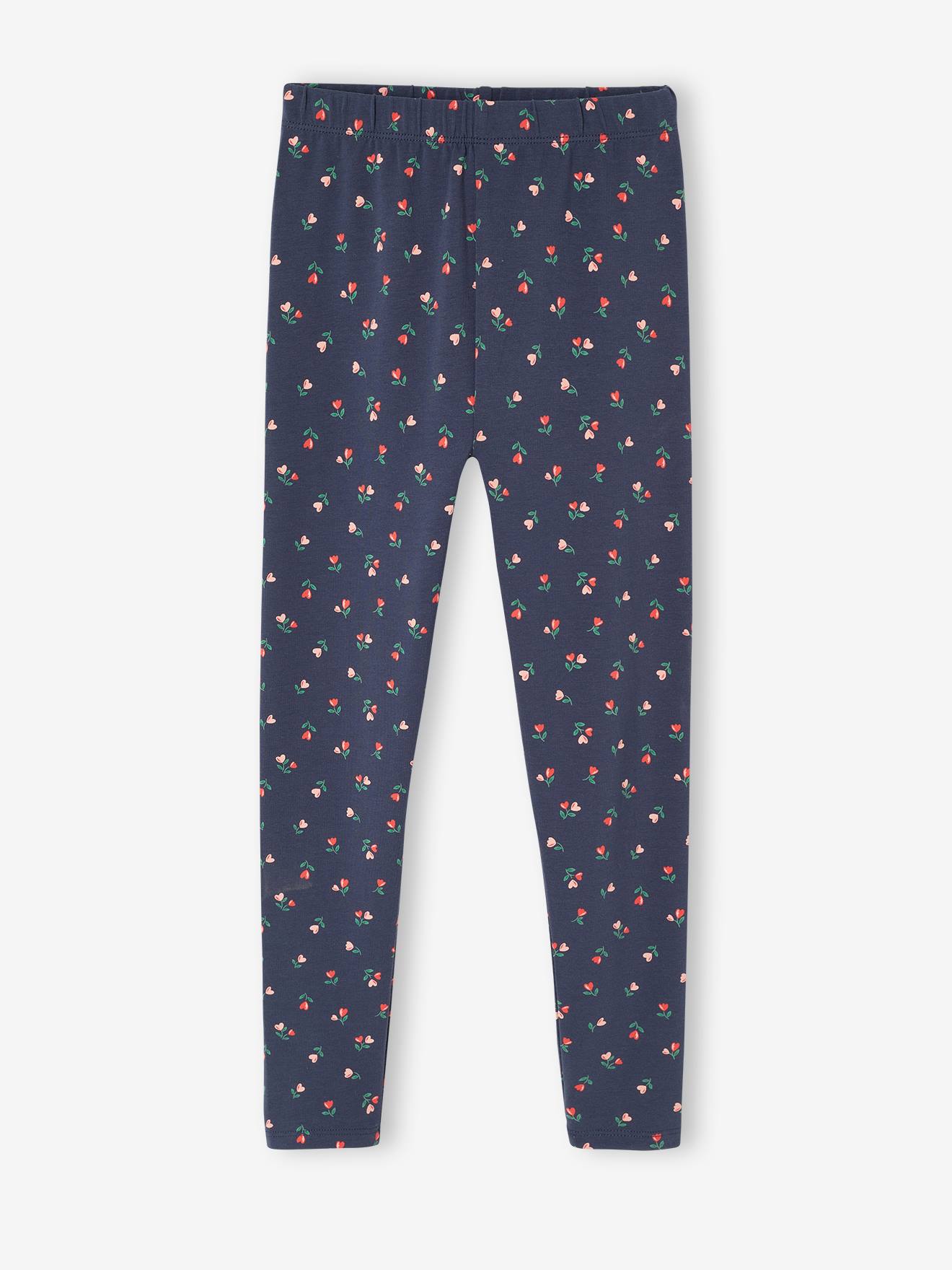 Mädchen Leggings nachtblau geblümt herzen Gr. 92/98 von vertbaudet