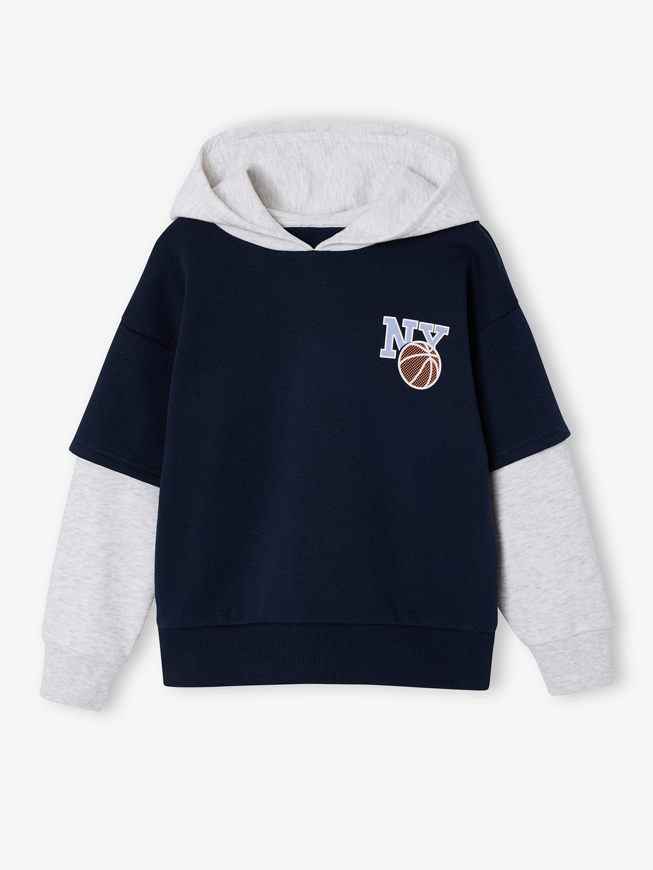 Sport-Kapuzensweatshirt Jungen blau Gr. 116 von vertbaudet