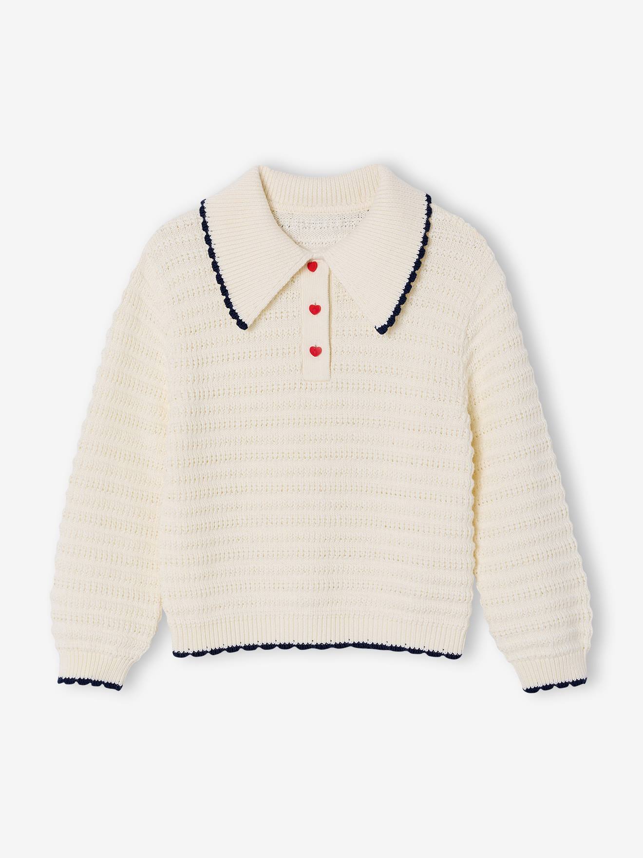 Thumbnail - Feinstrick-Pullover Mädchen mit Kragen