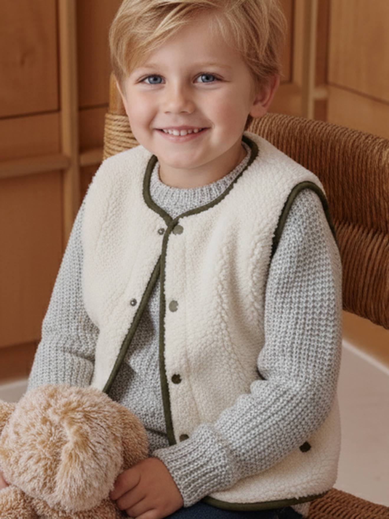 Thumbnail - Kinder Wende-Weste aus Teddyfleece