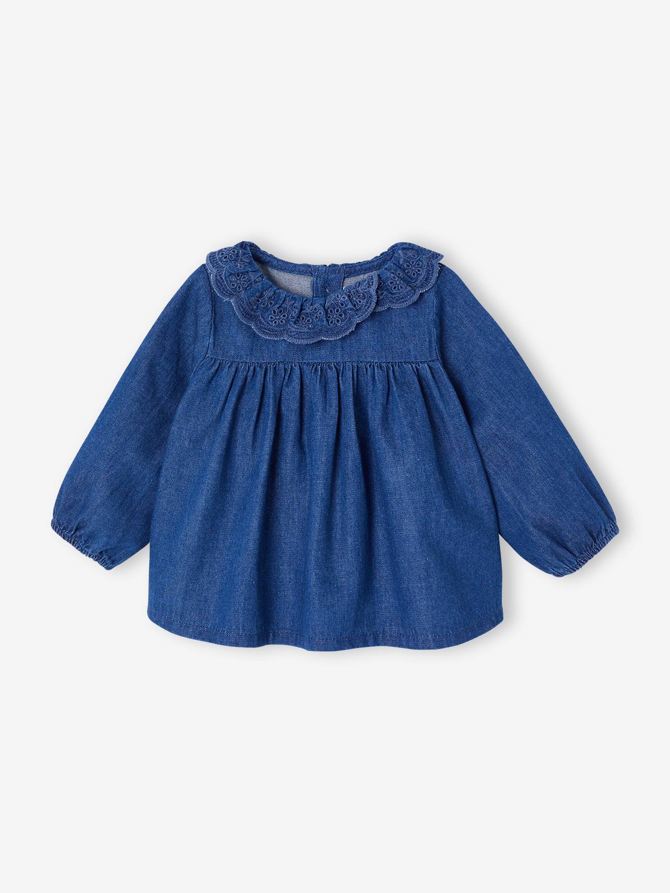 Langarm-Jeansbluse Mädchen Baby