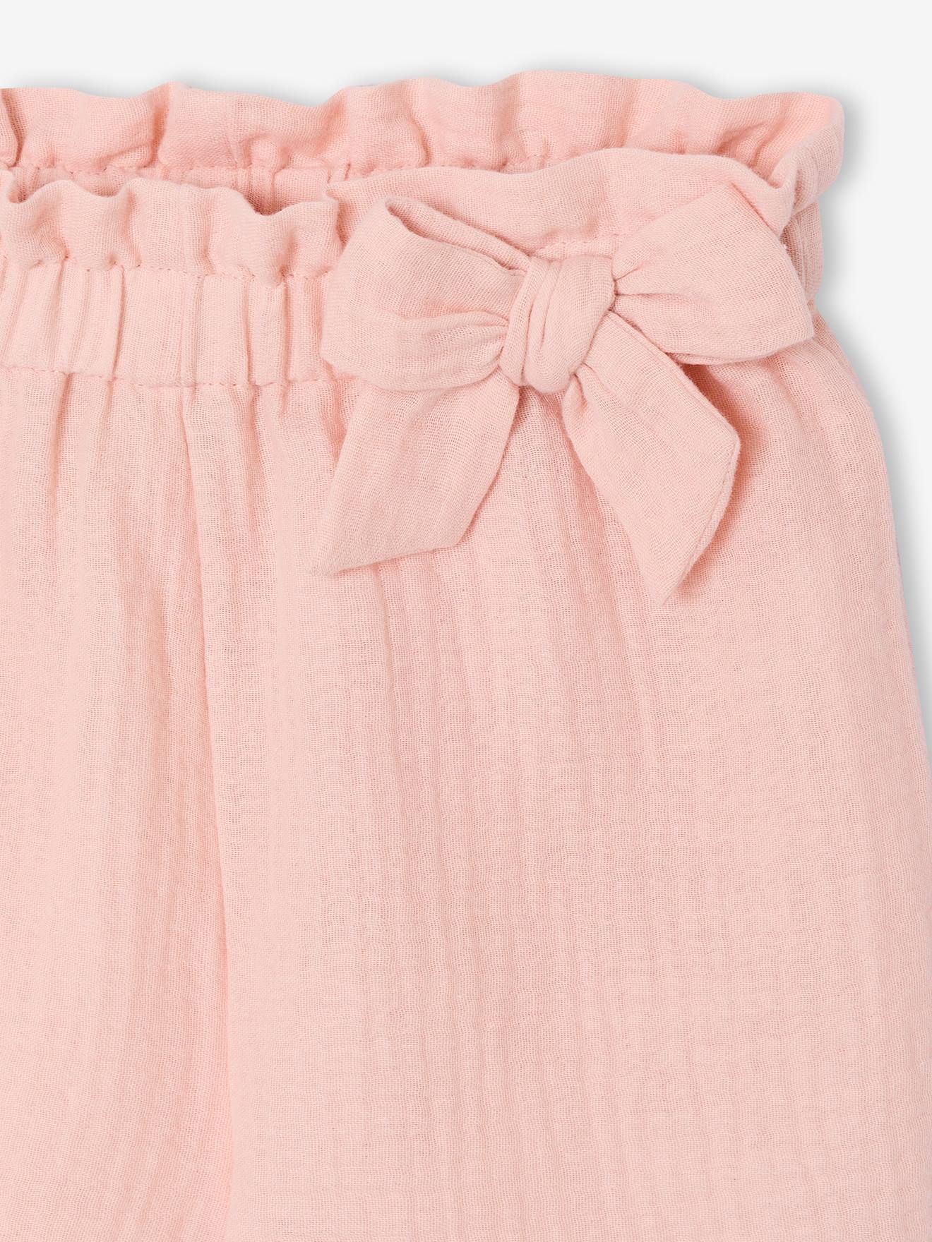 Thumbnail - Shorts Mädchen aus Musselin mit Stoffgürtel hell