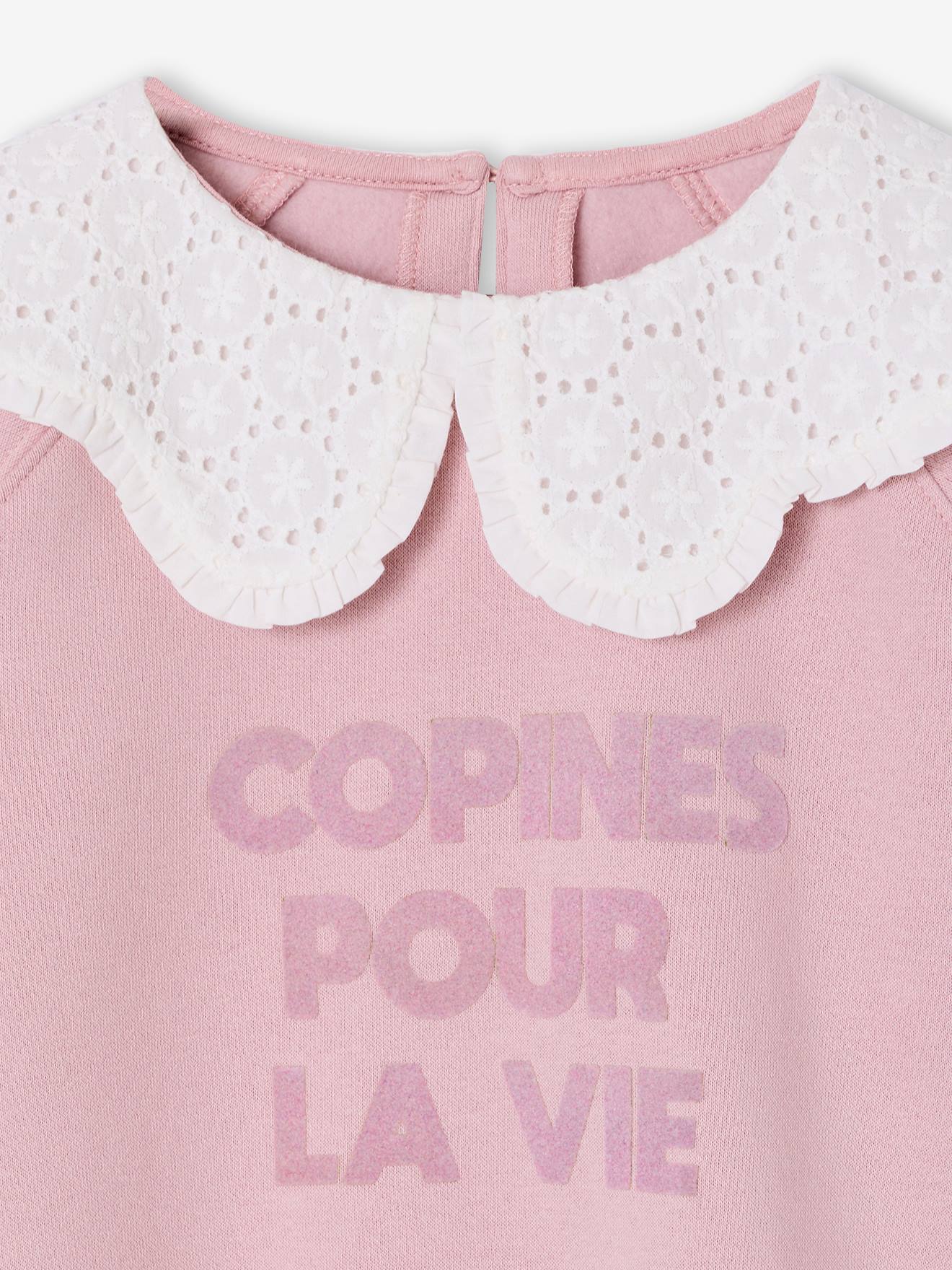 Thumbnail - Mädchen Sweatshirt mit besticktem Kragen hell