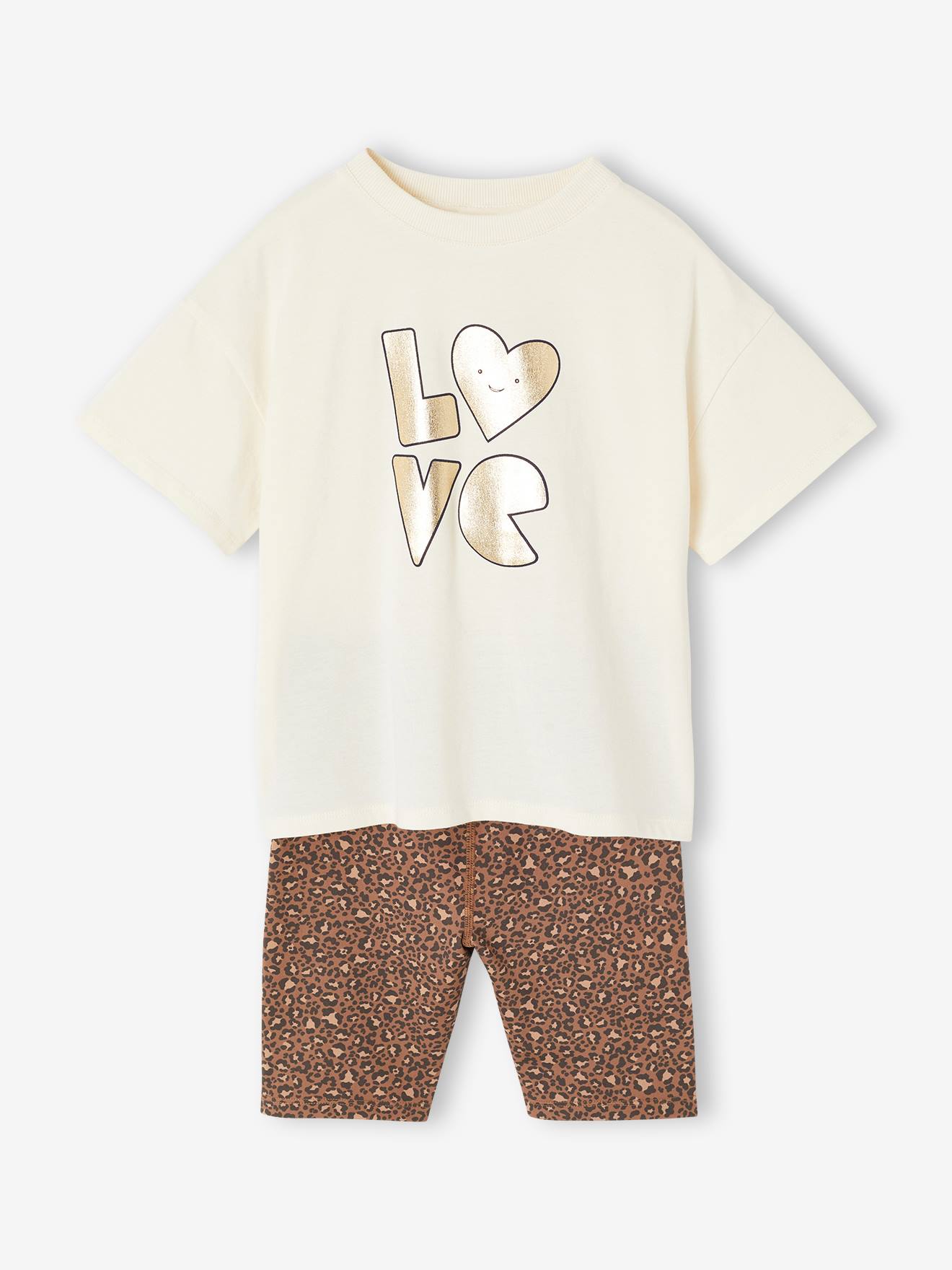 Vertbaudet Mädchen Set Wollweiß+Beige Leo 146/152