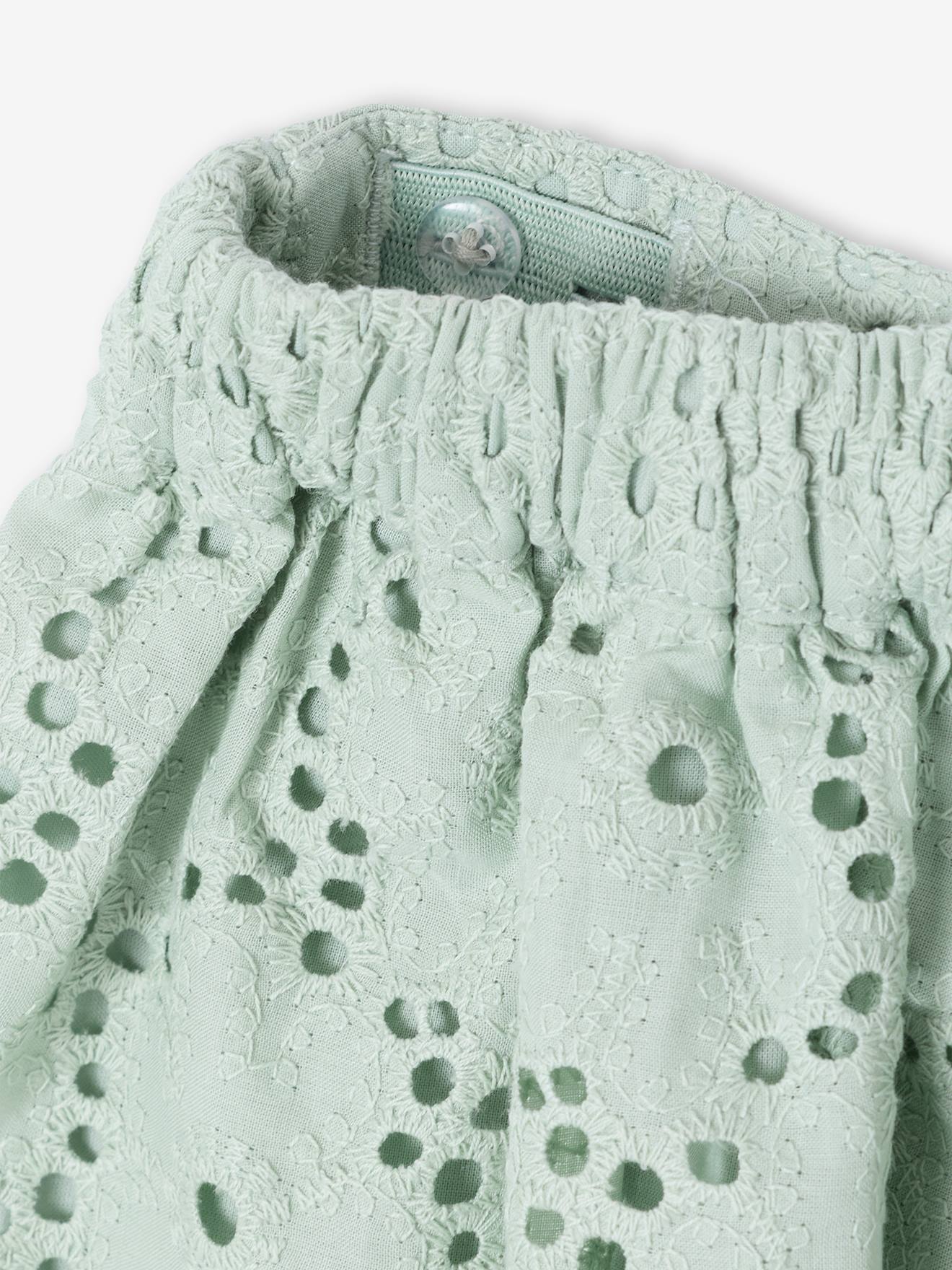 Thumbnail - Skaterrock Mädchen mit Lochstickerei salbei