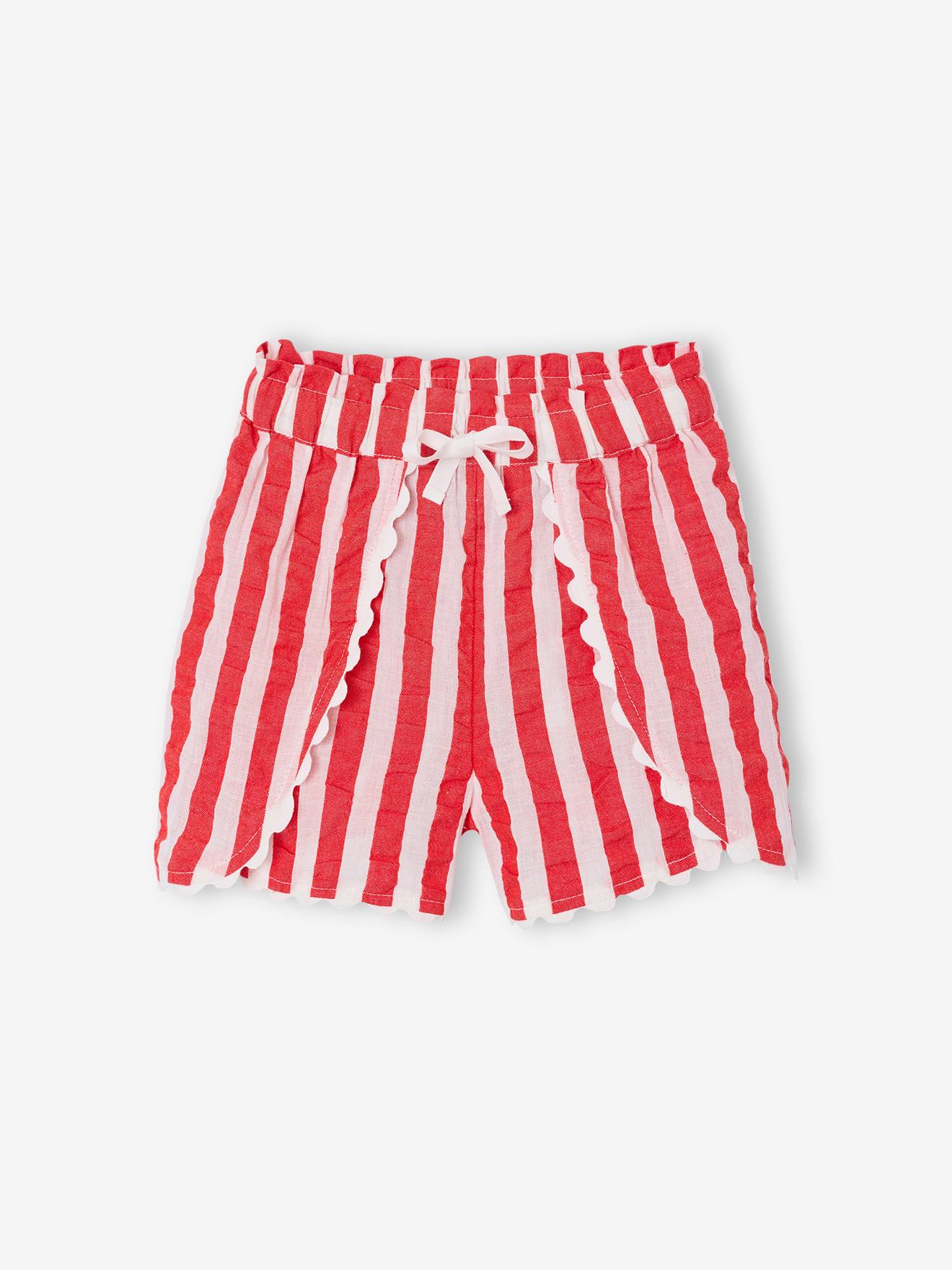 Paperbag-Shorts Mädchen aus Seersucker