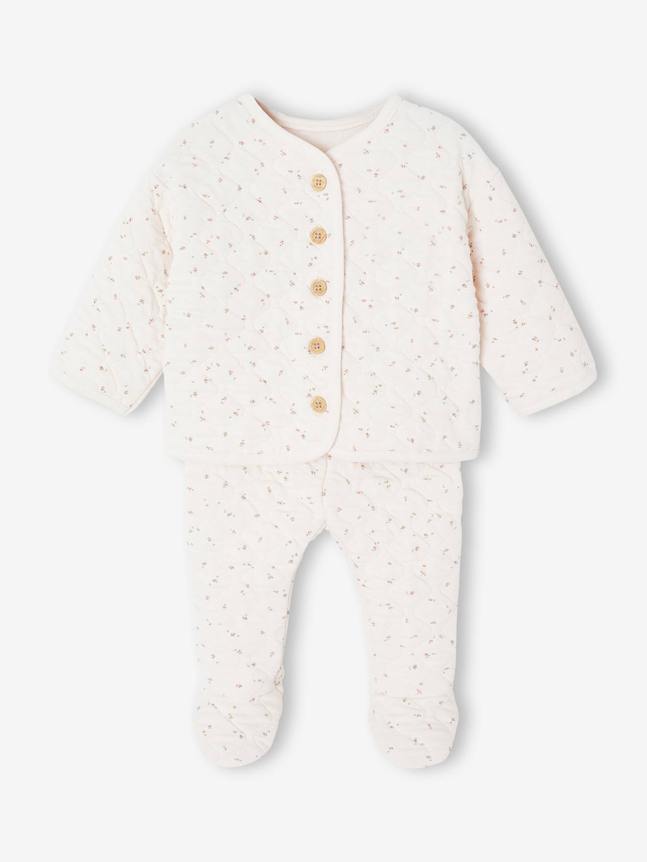 Baby-Set aus weichem Steppstoff mit Allover-Print personalisierbar