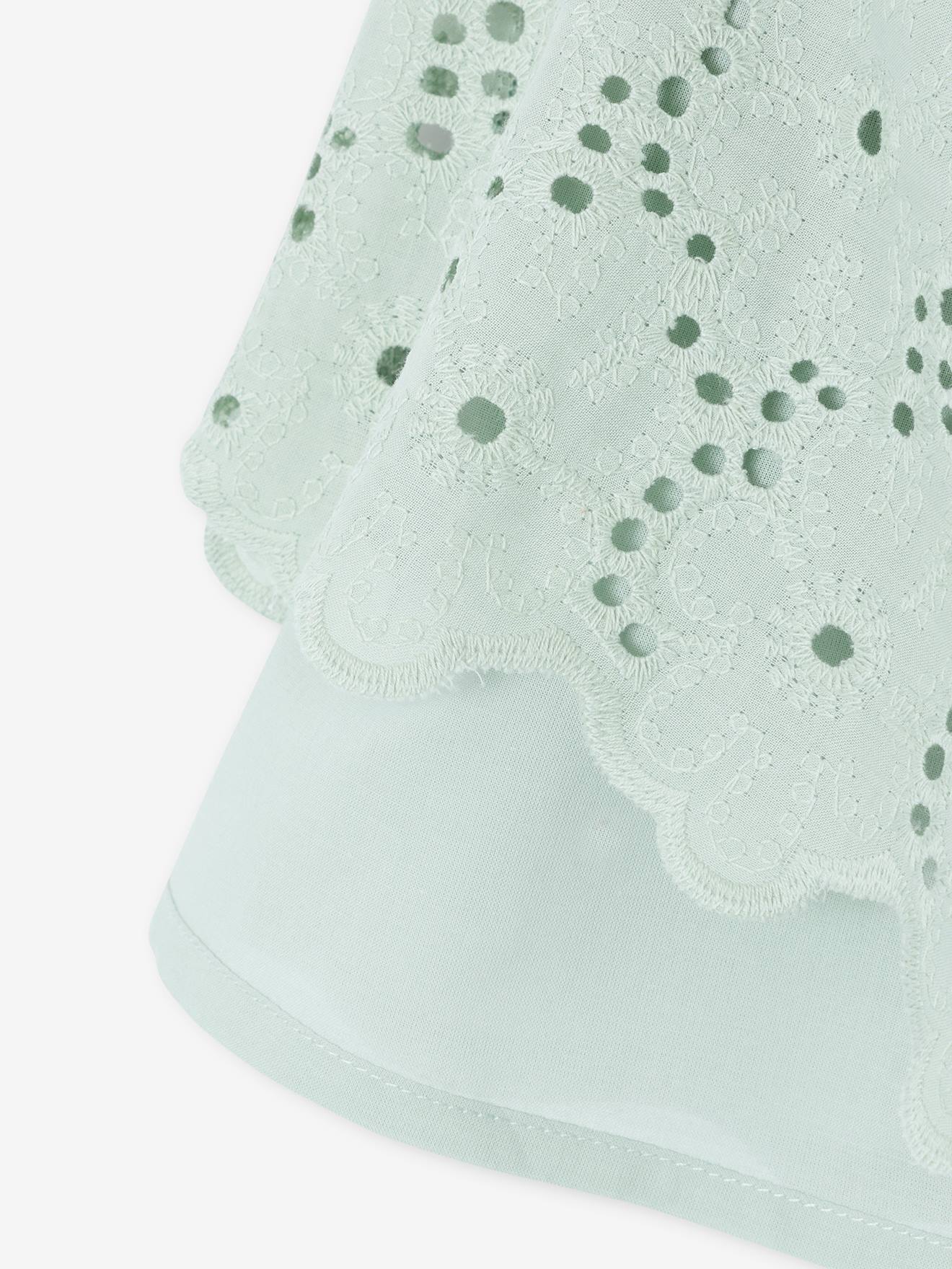 Thumbnail - Skaterrock Mädchen mit Lochstickerei salbei