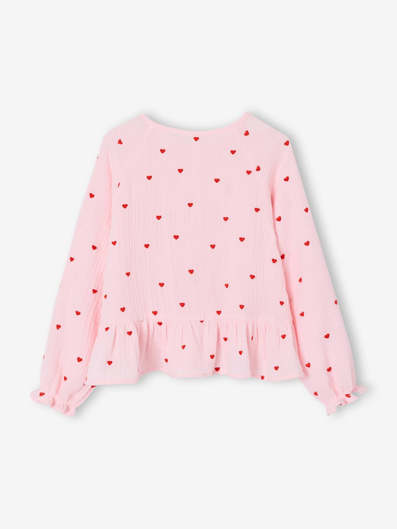 Thumbnail - Musselinbluse Mädchen mit Knopfverschluss personalisierbar hell