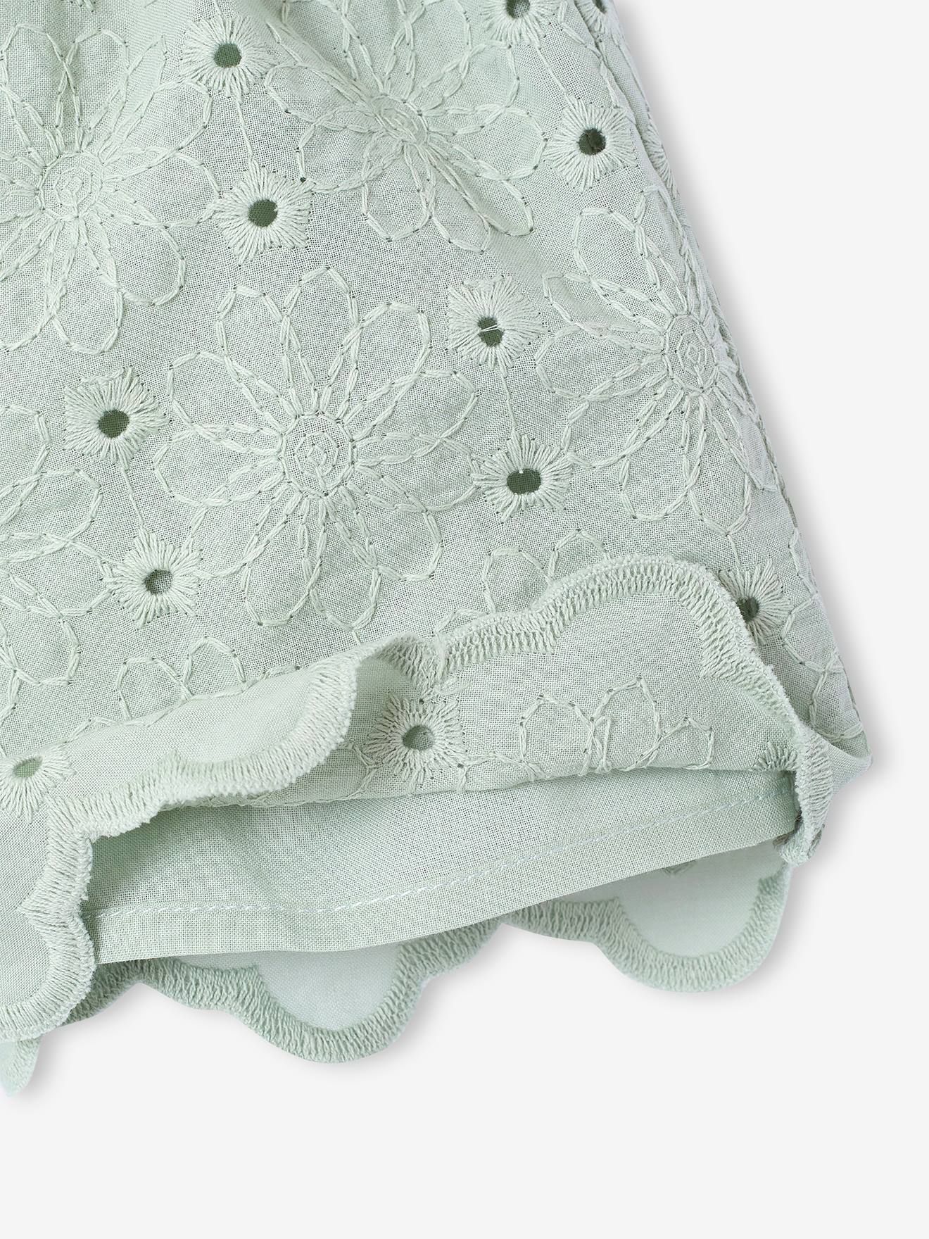 Thumbnail - Shorts mit Lochstickereien Mädchen Baby salbei