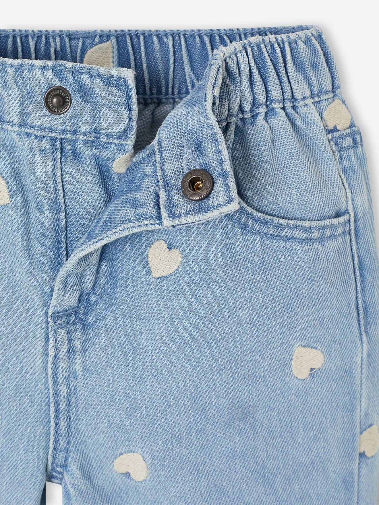 Thumbnail - Weite Baby Jeans mit Herzstickereien