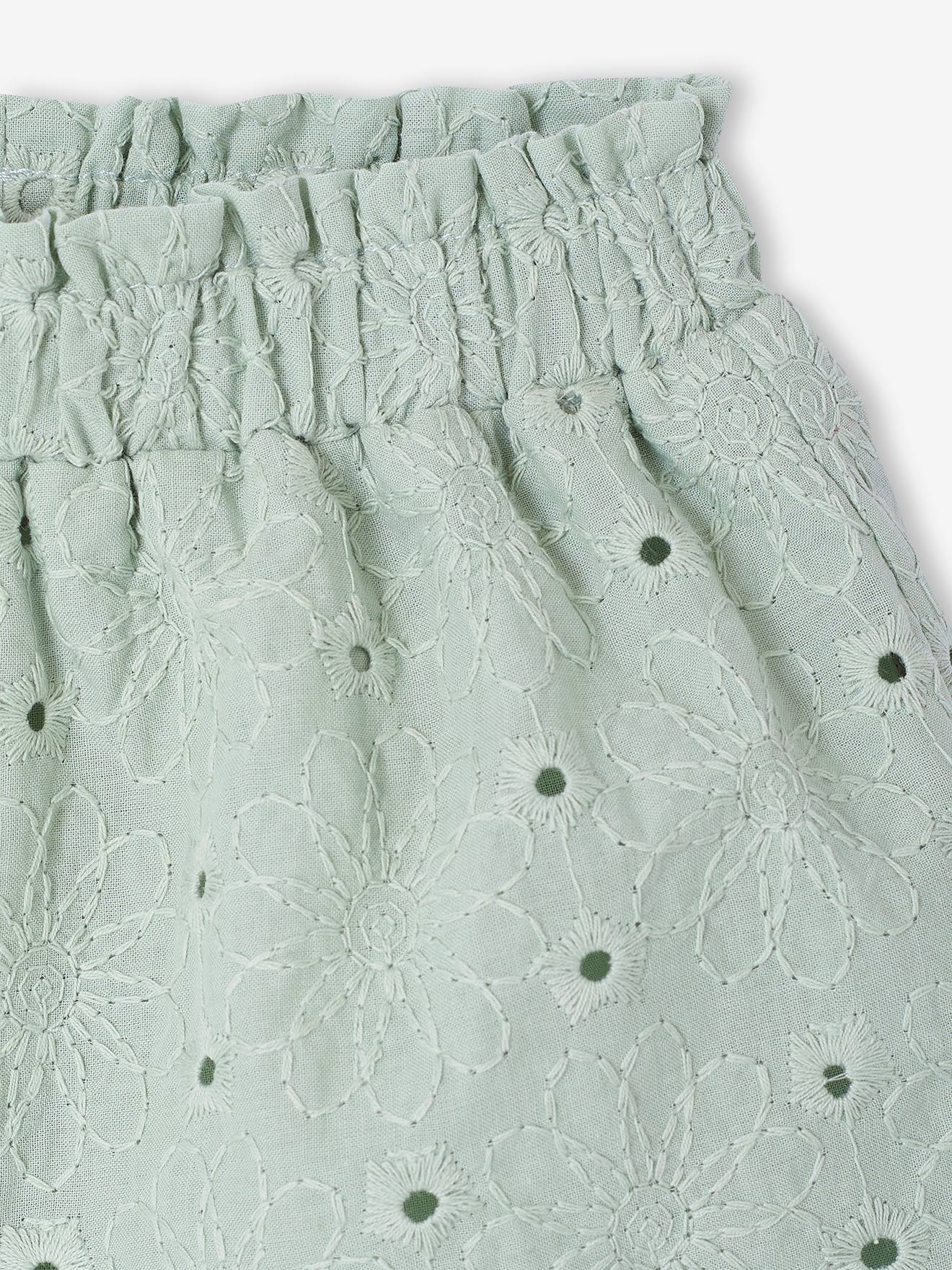 Thumbnail - Shorts mit Lochstickereien Mädchen Baby salbei