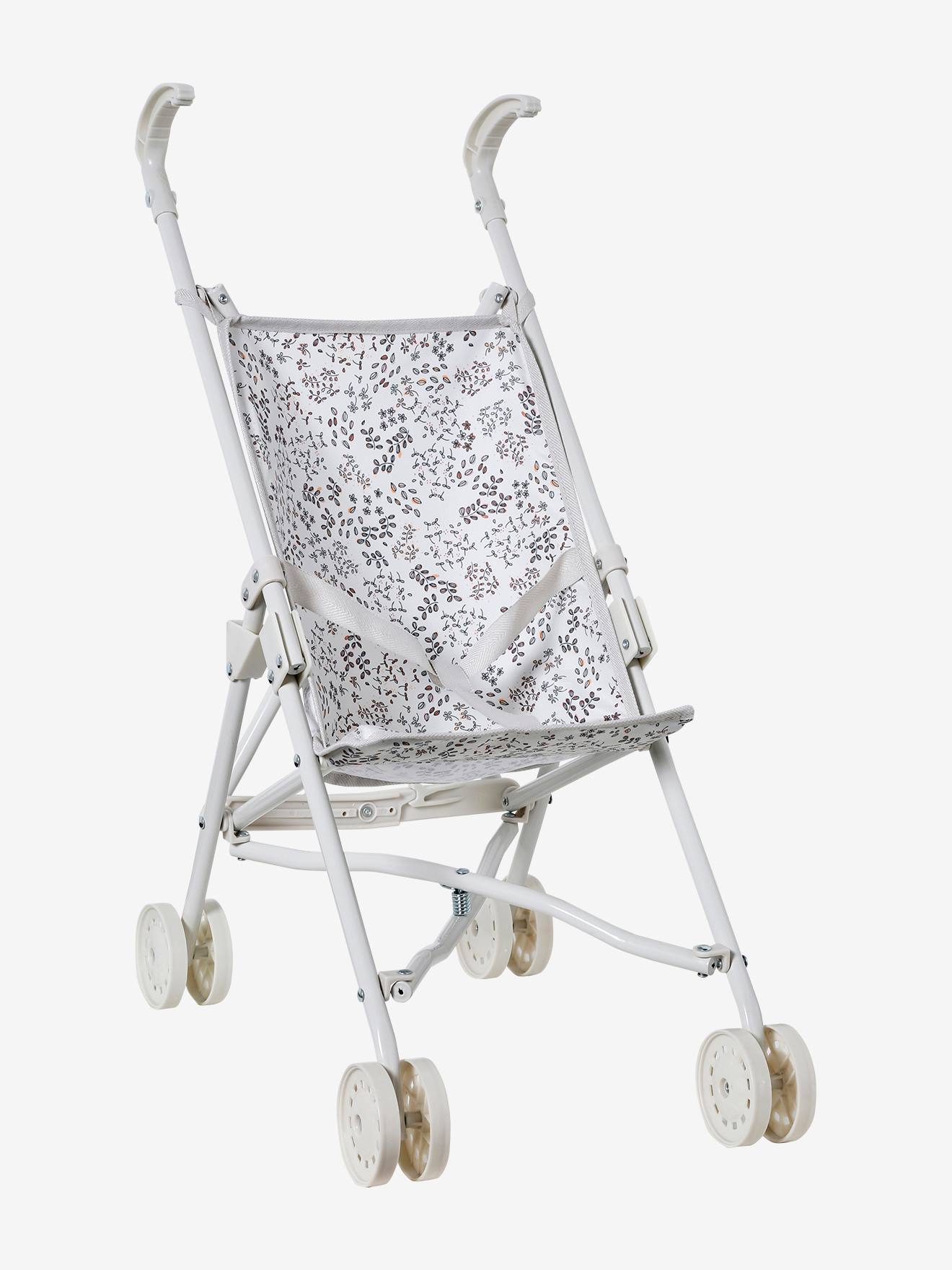 vertbaudet Puppen-Buggy in orange geblmt/retro blumen