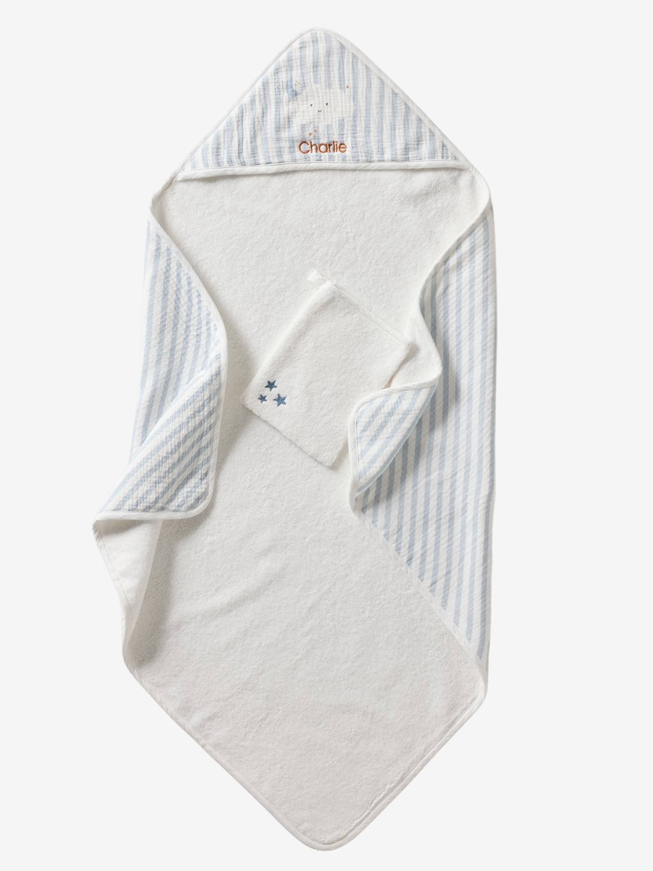 Thumbnail - Set aus Badecape & Waschhandschuh Baby IN DEN WOLKEN