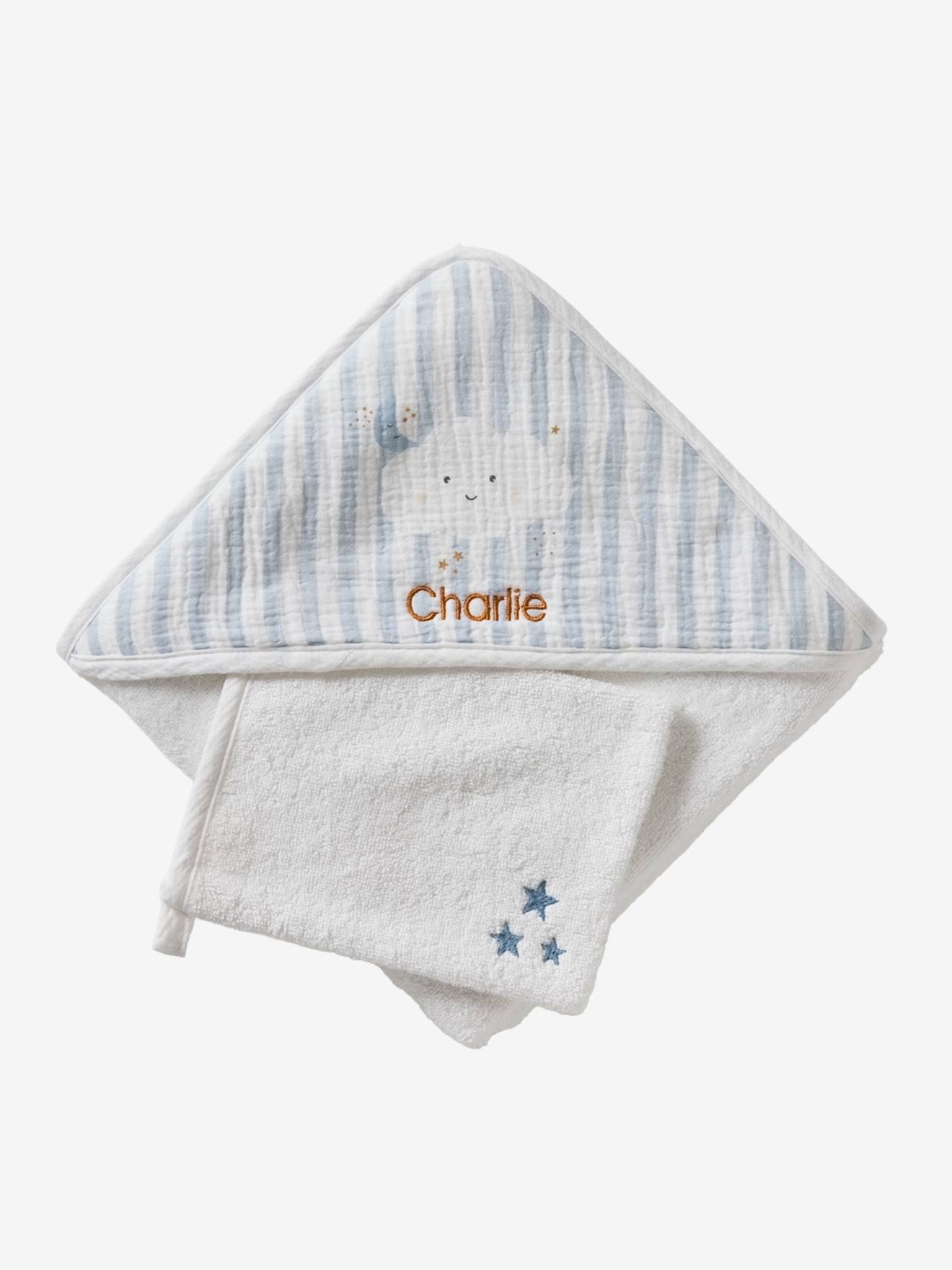 Thumbnail - Set aus Badecape & Waschhandschuh Baby IN DEN WOLKEN
