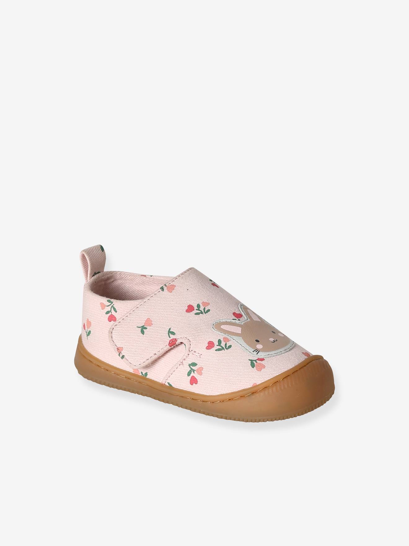 Baby Stoff-Hausschuhe mit Klettverschluss