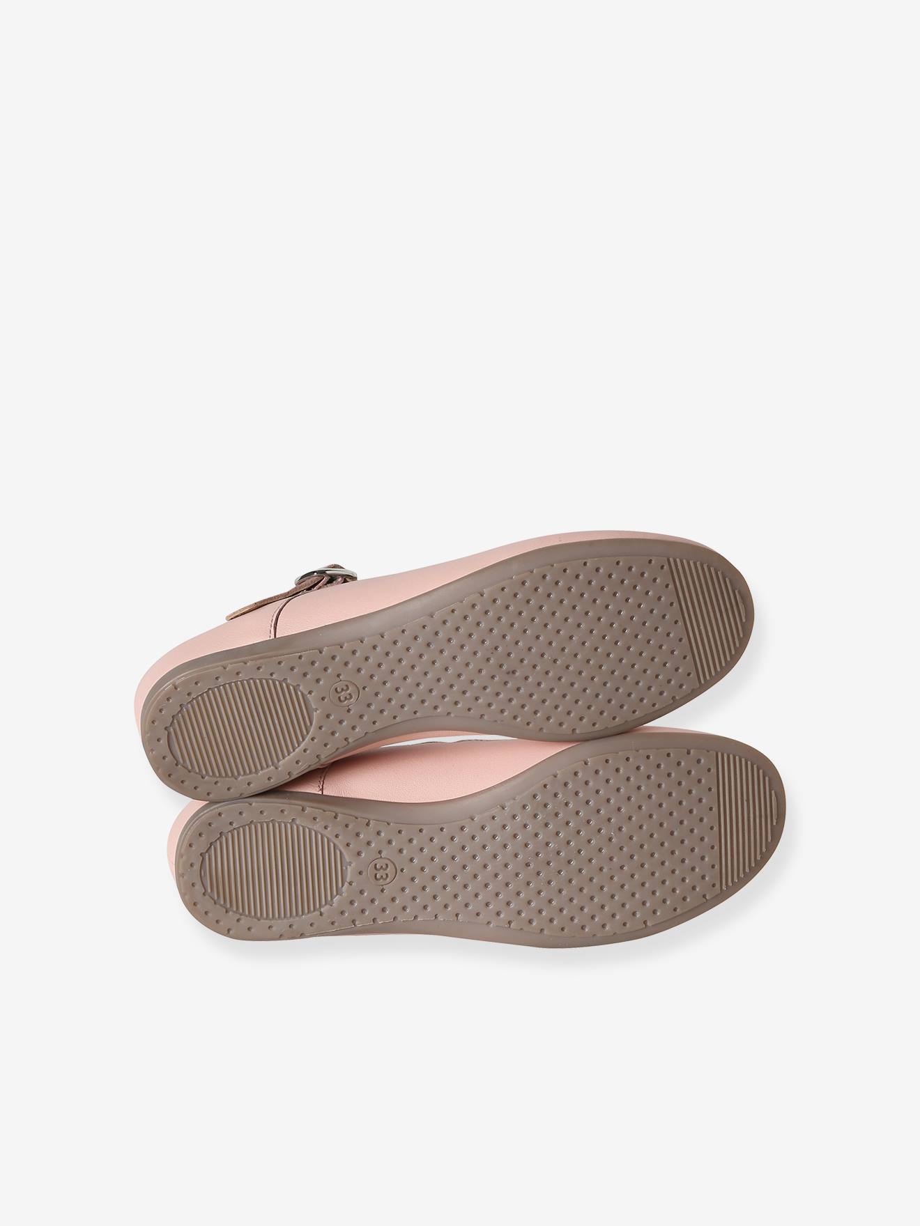 Thumbnail - Leder-Ballerinas mit Wellensaum Mädchen hell