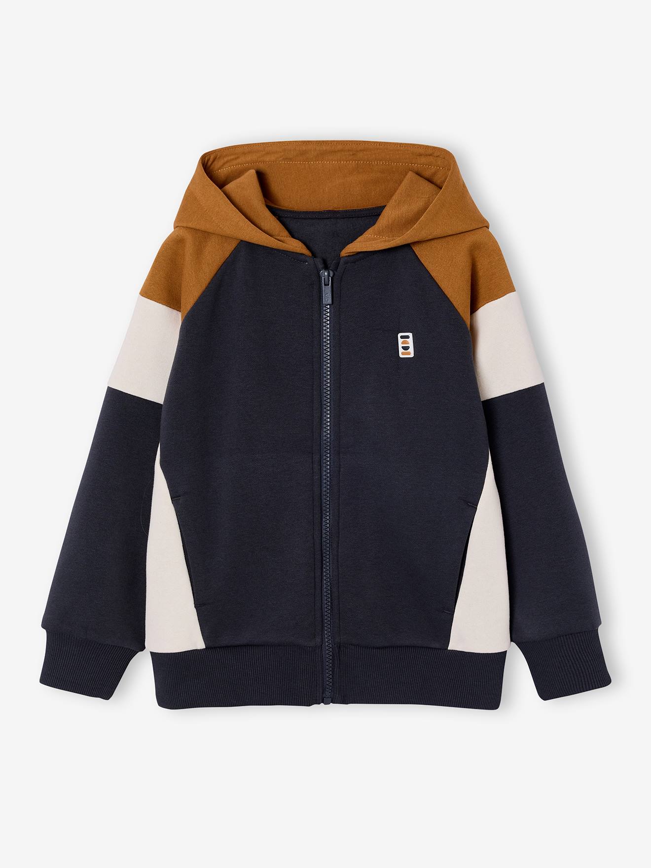 Kapuzensweatjacke Jungen im Colorblock-Look
