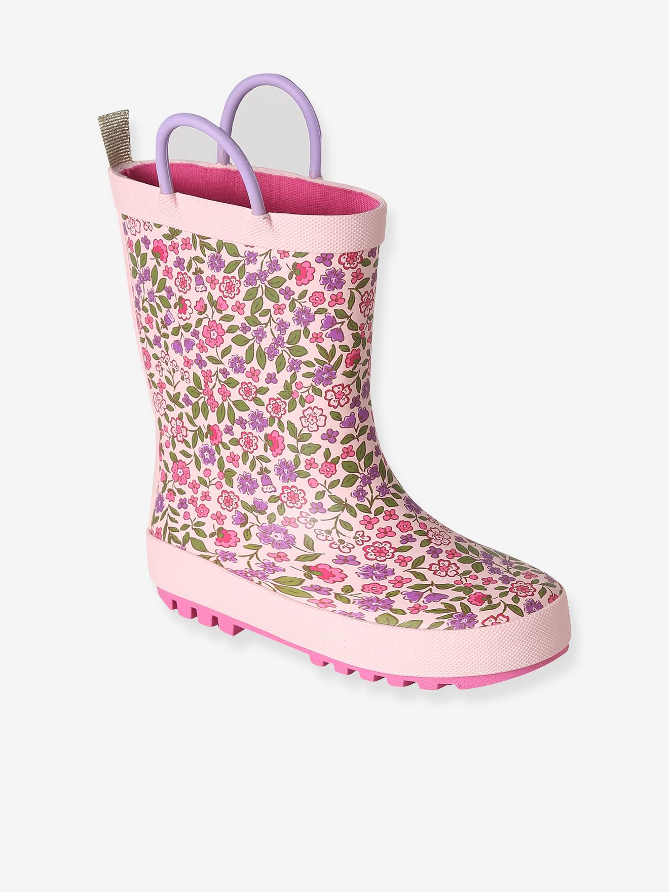 Kinder Gummistiefel mit Blumenprint und Anziehtrick