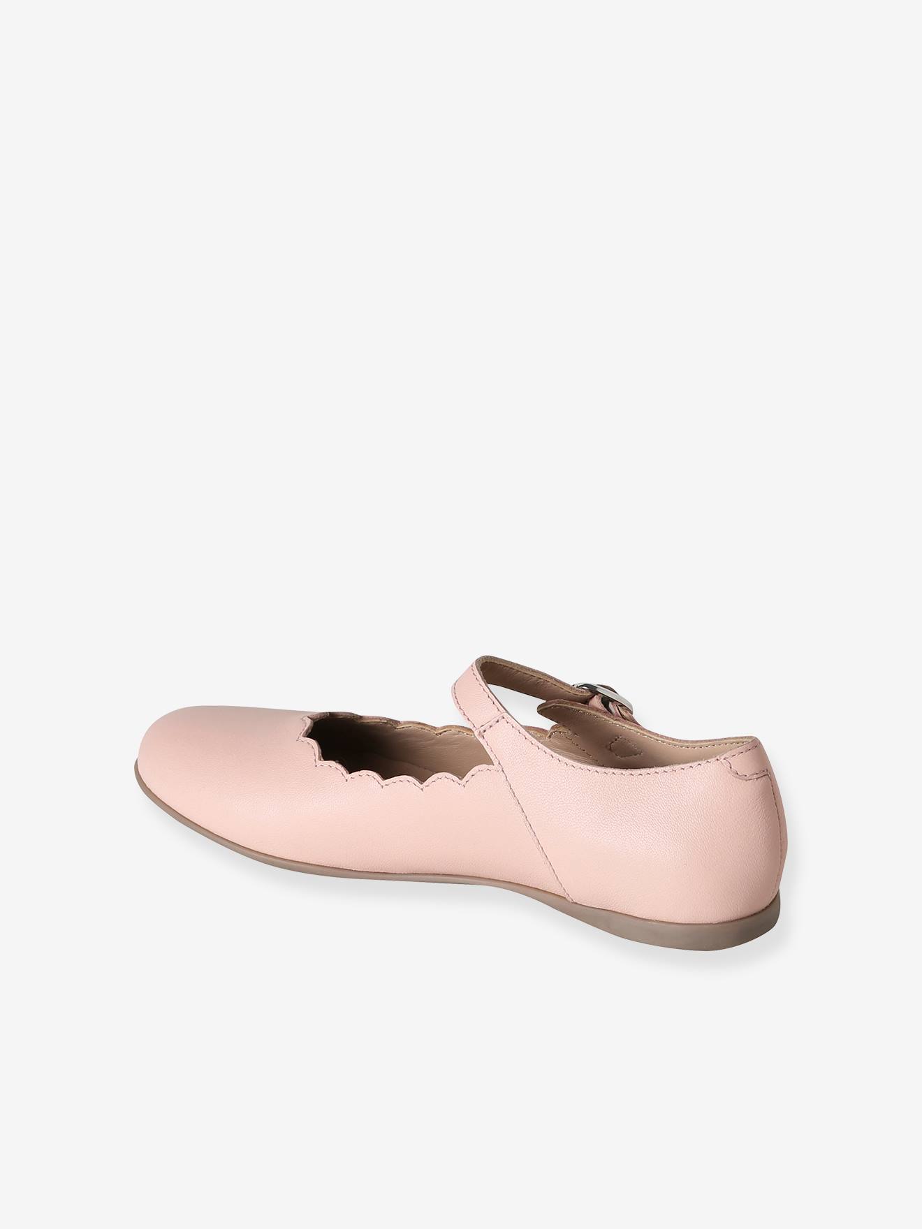 Thumbnail - Leder-Ballerinas mit Wellensaum Mädchen hell