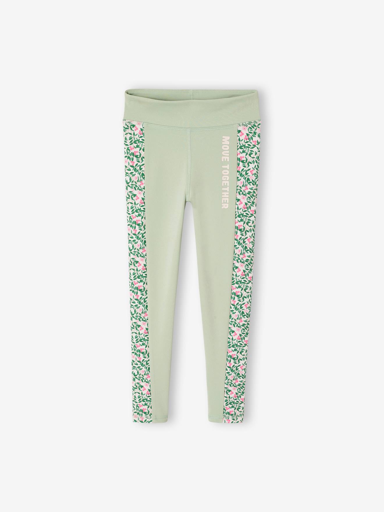 Sport-Tights Mädchen mit grafischem Print salbei