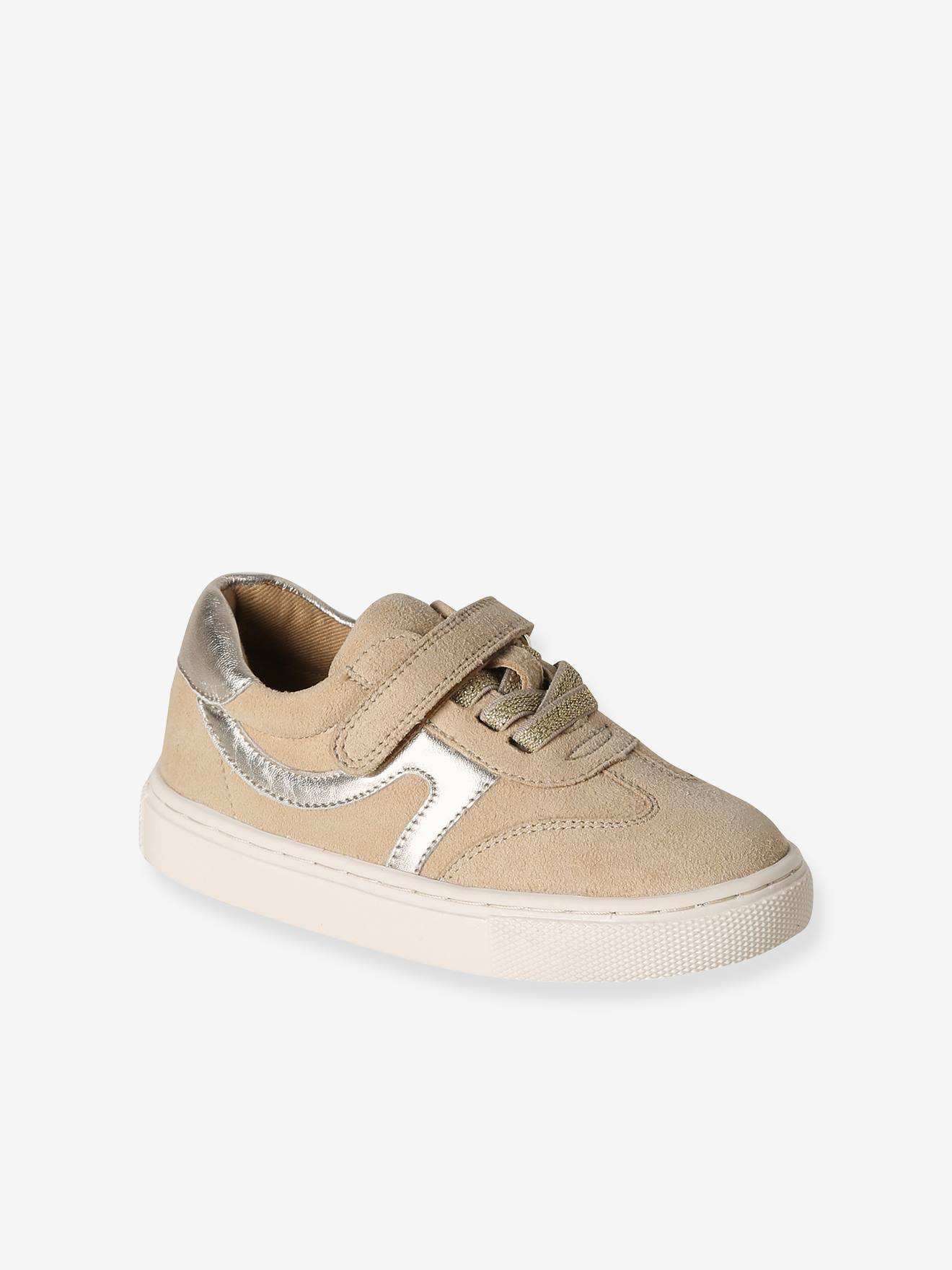 Ledersneakers mit elastischer Schnürung und Klett Kinder