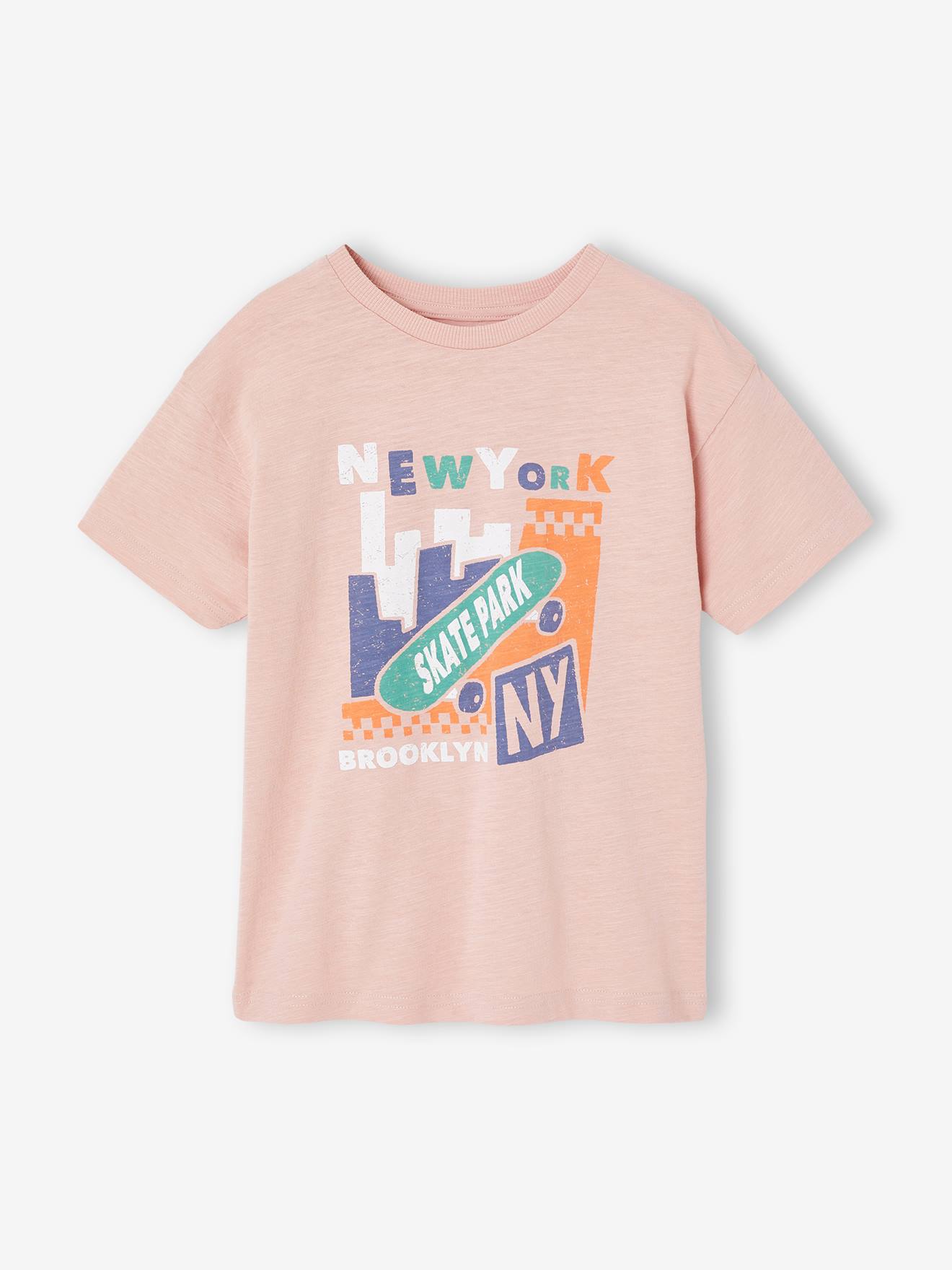 T-Shirt mit grafischem Print & Recycling-Baumwolle Jungen, personalisierbar blush Gr. 152 von vertbaudet