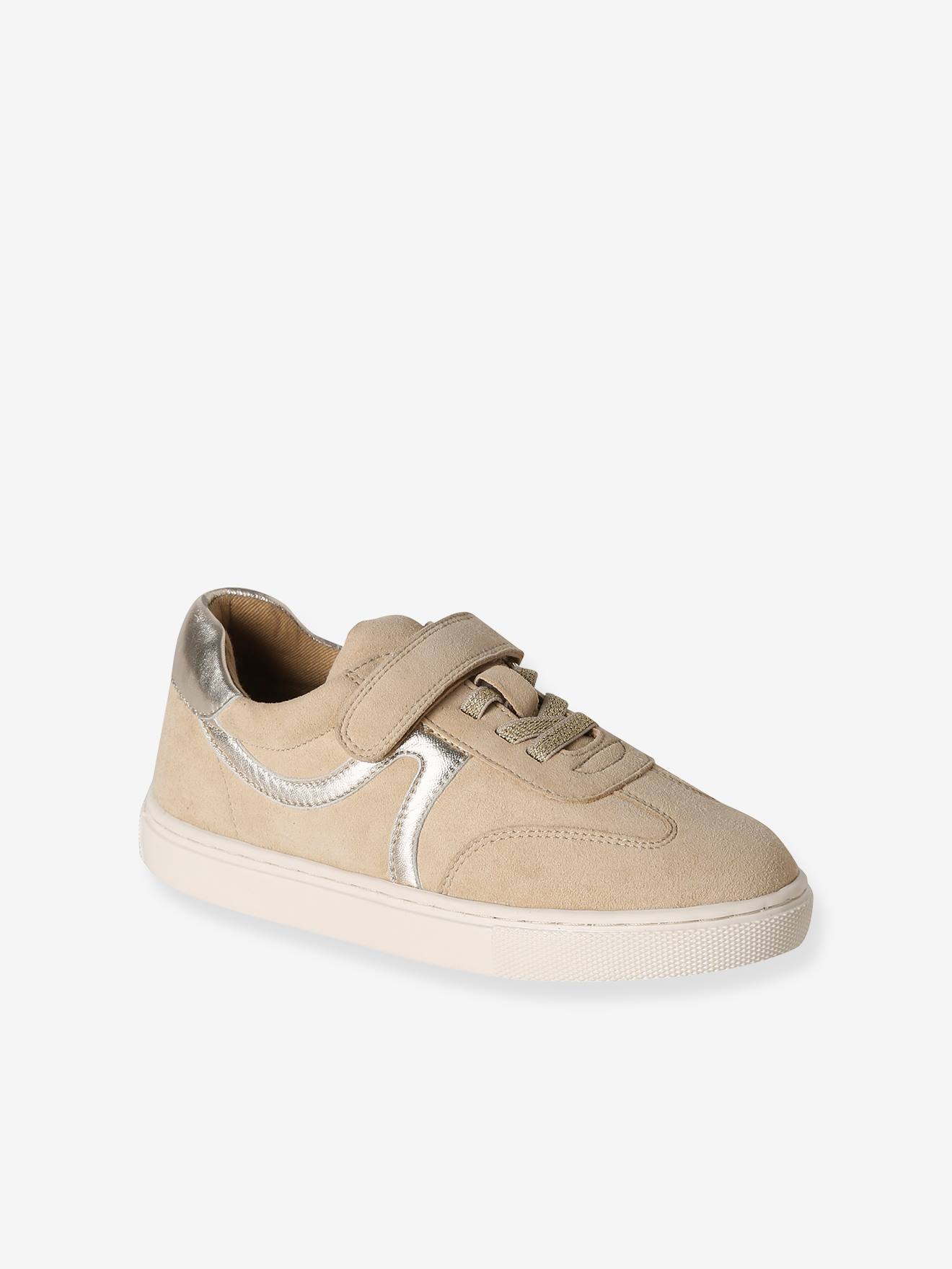 Ledersneakers mit elastischer Schnürung und Klett Kinder