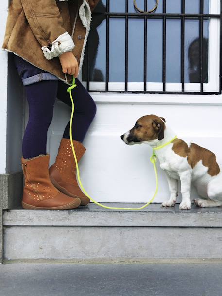 Mädchen-Boots aus Leder - hellbraun+schwarz - 6