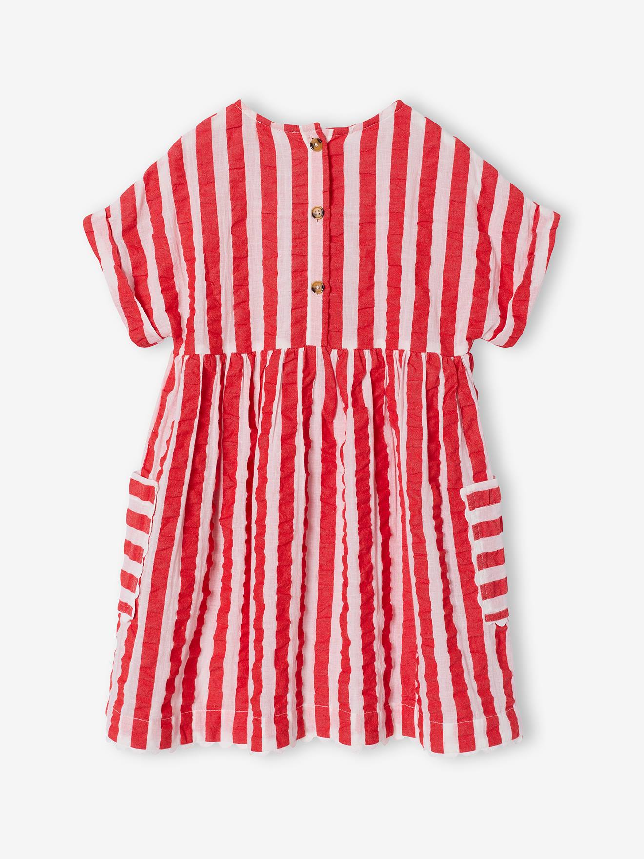 Thumbnail - Sommerkleid Mädchen aus Seersucker mit Taschen