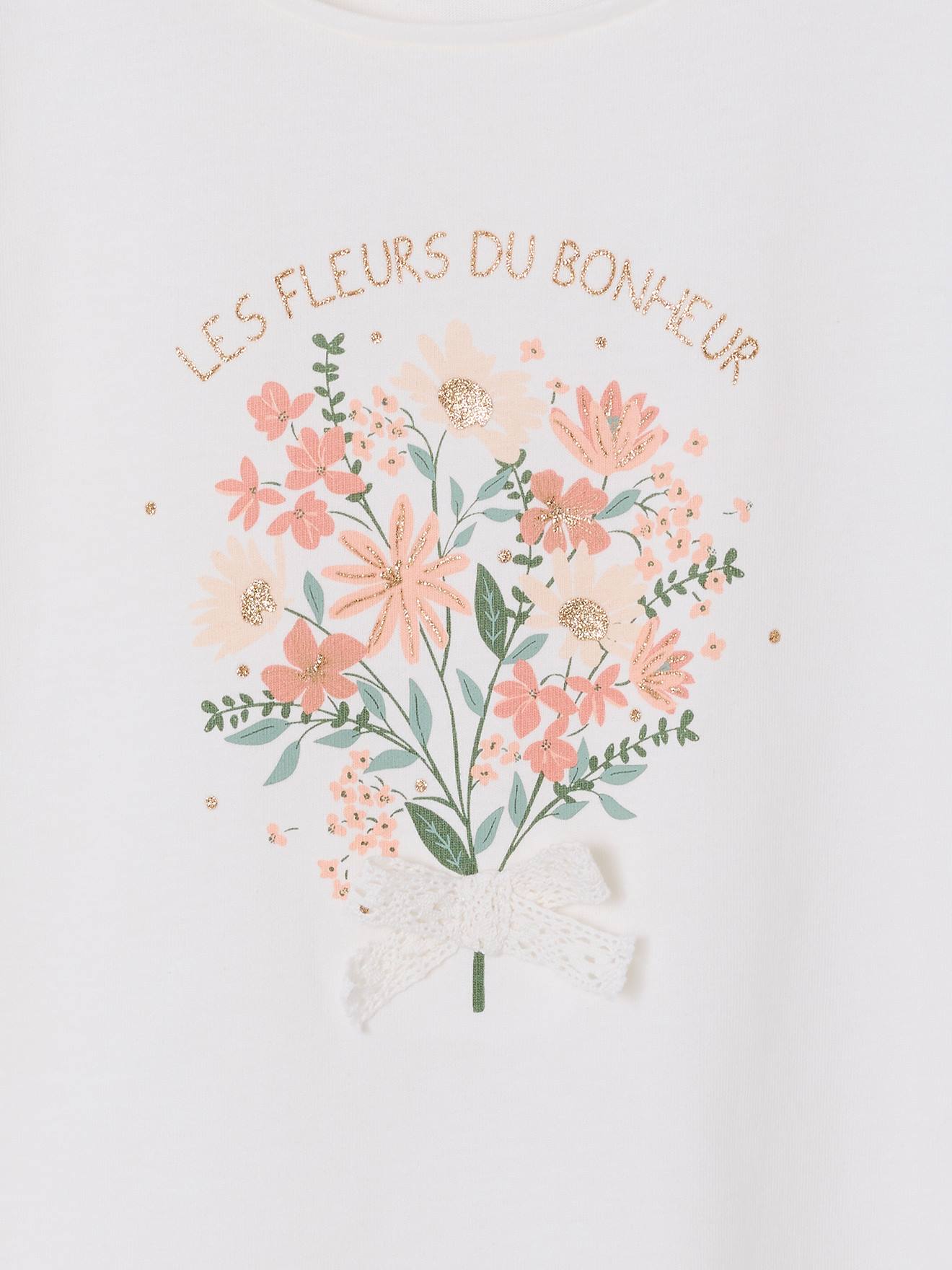 Thumbnail - T-Shirt mit Tüllärmeln und Blumenmotiv