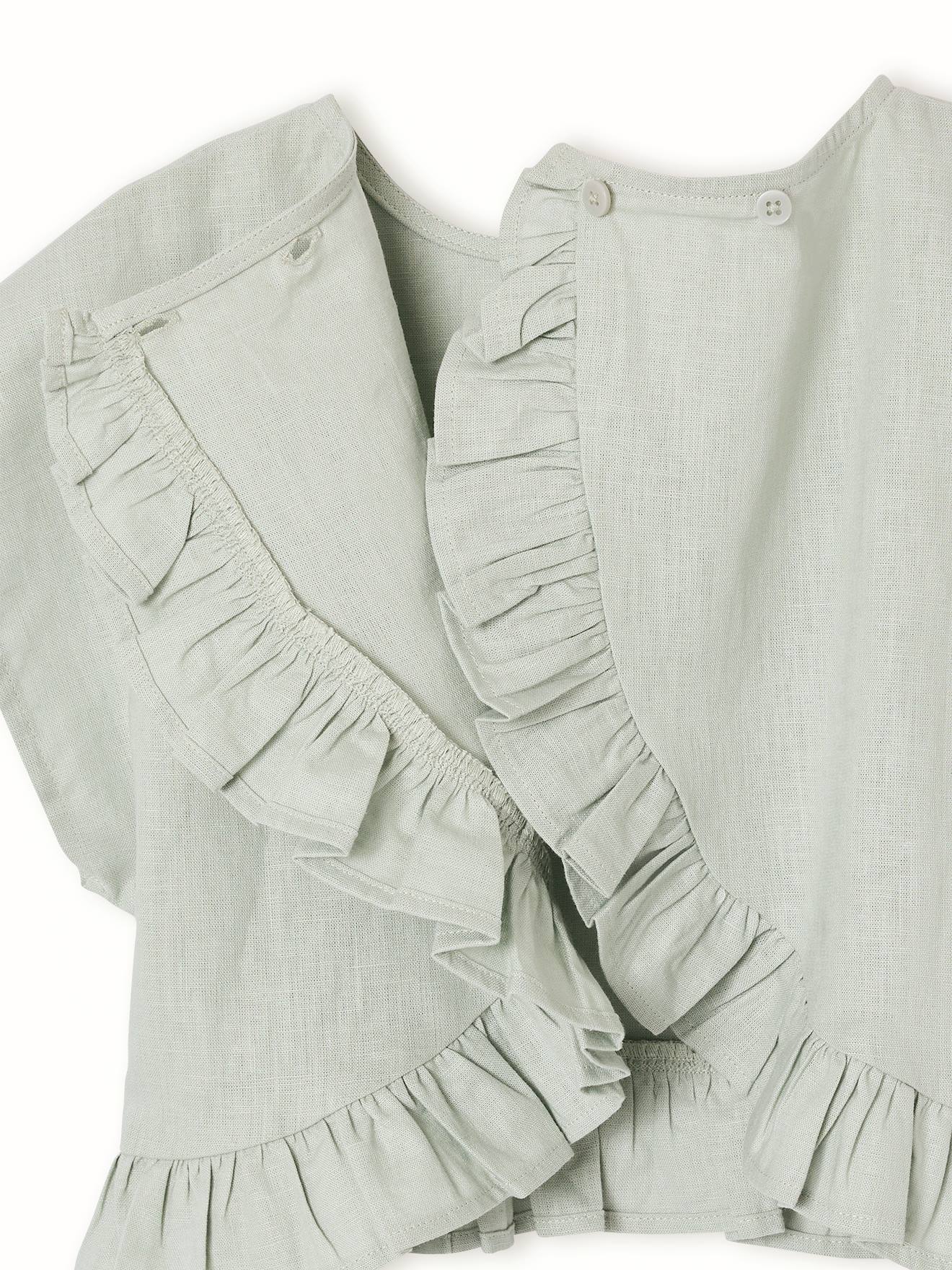 Thumbnail - Sommerbluse Mädchen aus Leinenmix salbei