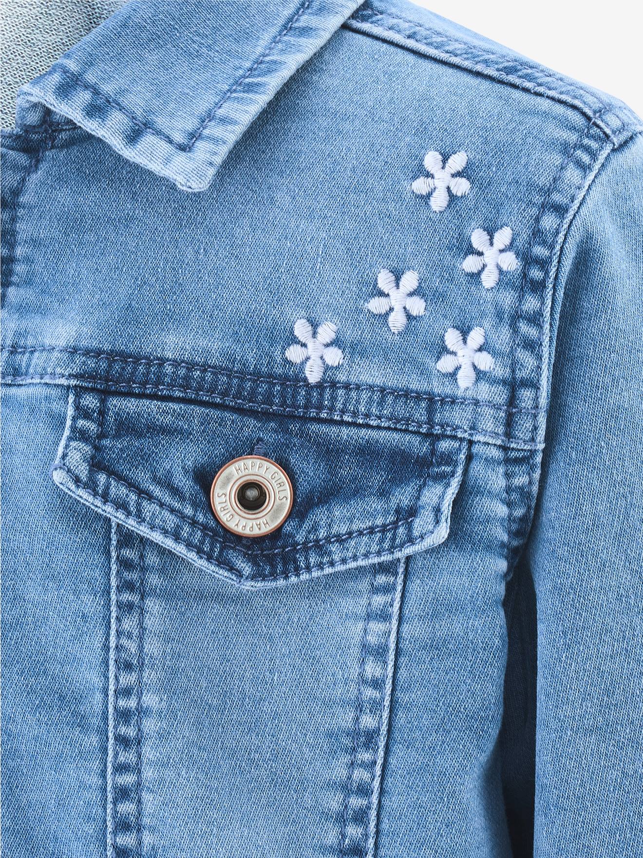 Thumbnail - Jeansjacke Mädchen mit Stickereien Happy Girls
