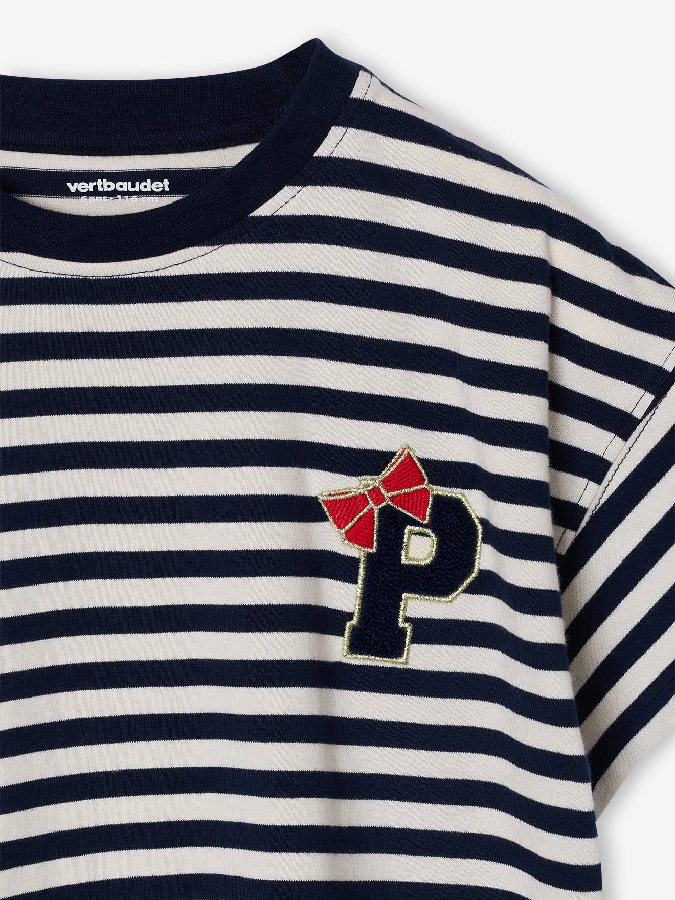 Thumbnail - T-Shirt Mädchen mit gesticktem Buchstaben