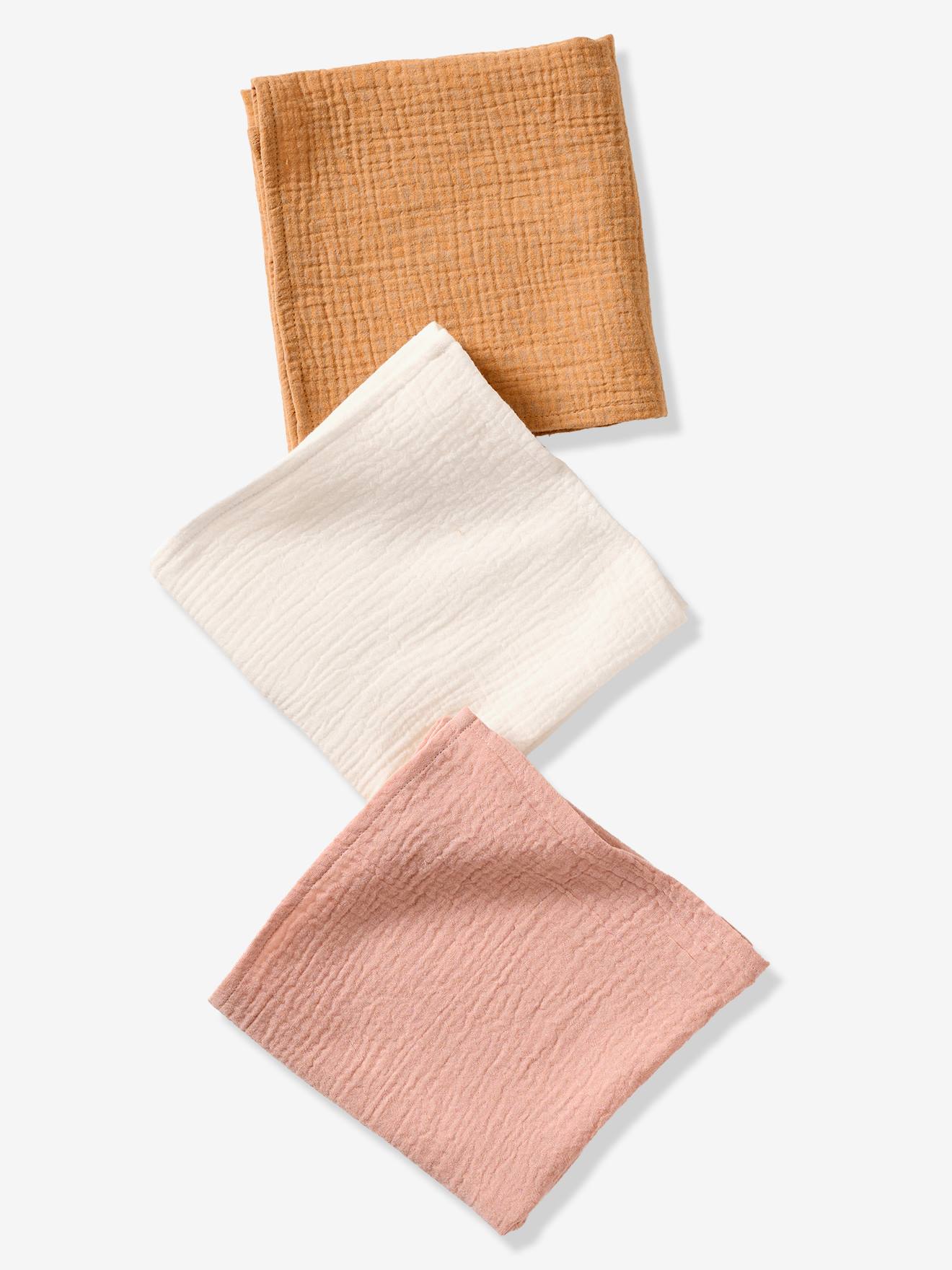 Bio-Kollektion: 3er-Pack e Baby Wickeltücher aus Musselin set rosa Gr. 60x60 von vertbaudet