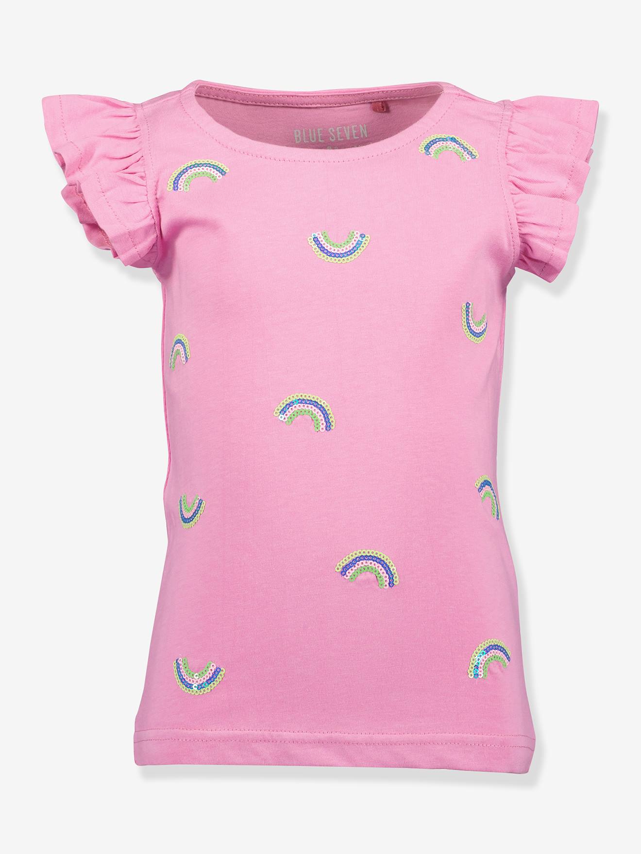 T-Shirt mit Regenbögen Mädchen BLUE SEVEN pudrig rosa Gr. 98/104