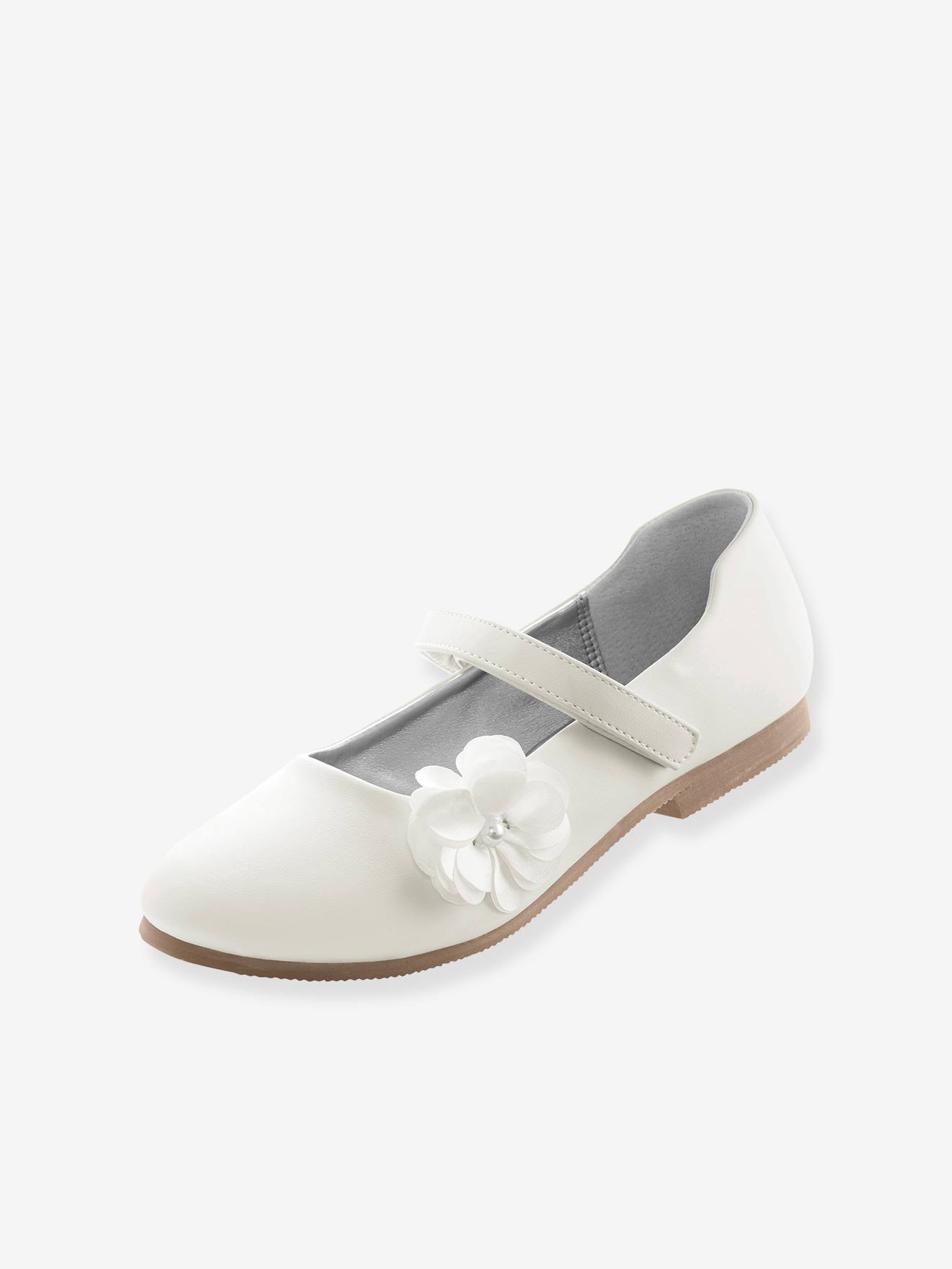 Ballerinas mit Blüte Kommunion Mädchen Happy Girls wollweiß Gr. 31