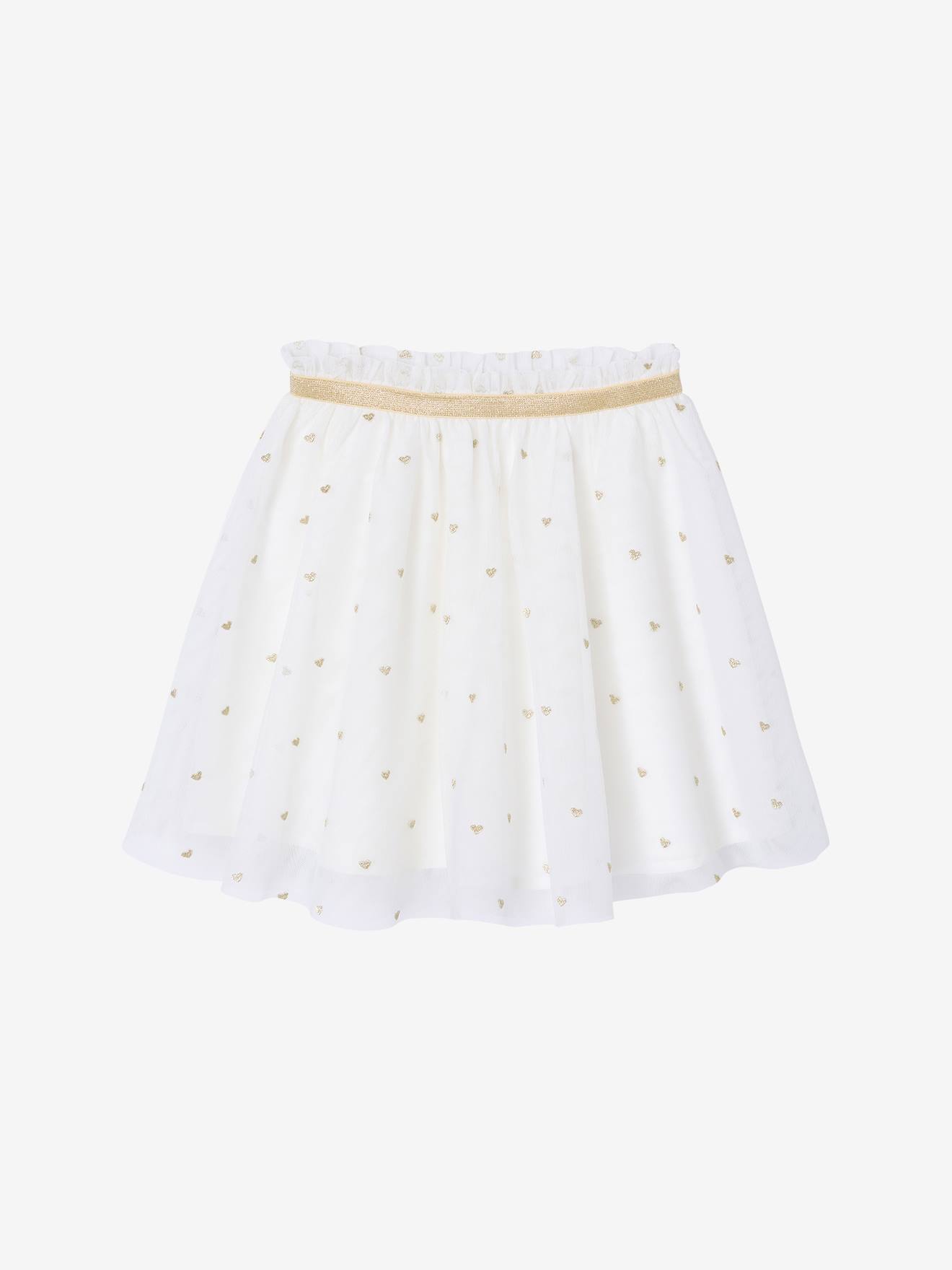 Tüllrock Mädchen mit Glanz-Stickerei weiß Gr. 140 von vertbaudet