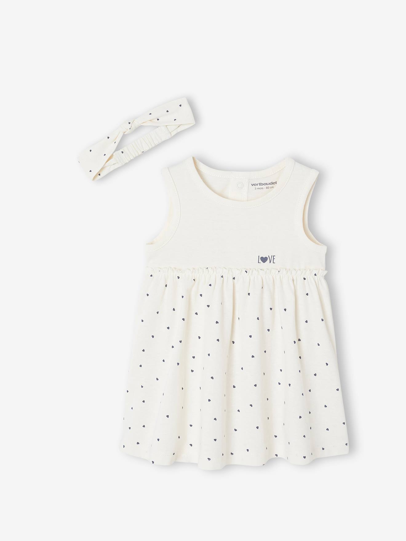 Kleid mit Haarband für Mädchen Baby Bio-Baumwolle