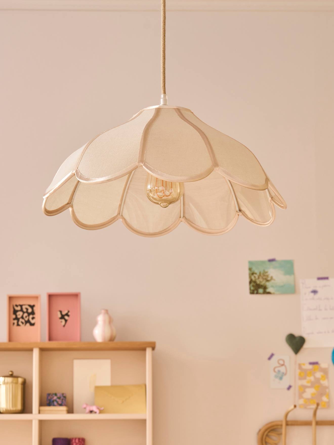 Vertbaudet Kinderzimmer Hängelampenschirm In Blumenform Wollweiß Einheitsgröße