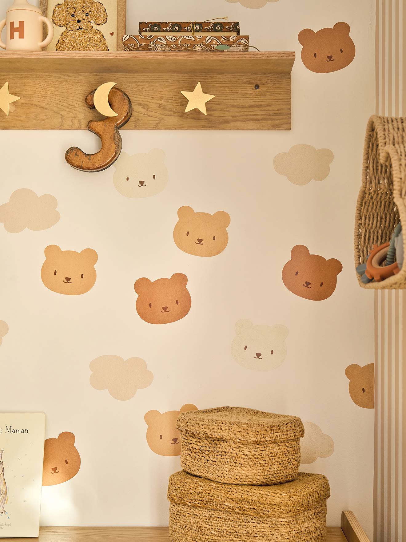 20er-Set Wandsticker KLEINER BÄR, Wolken & Bären beige von vertbaudet