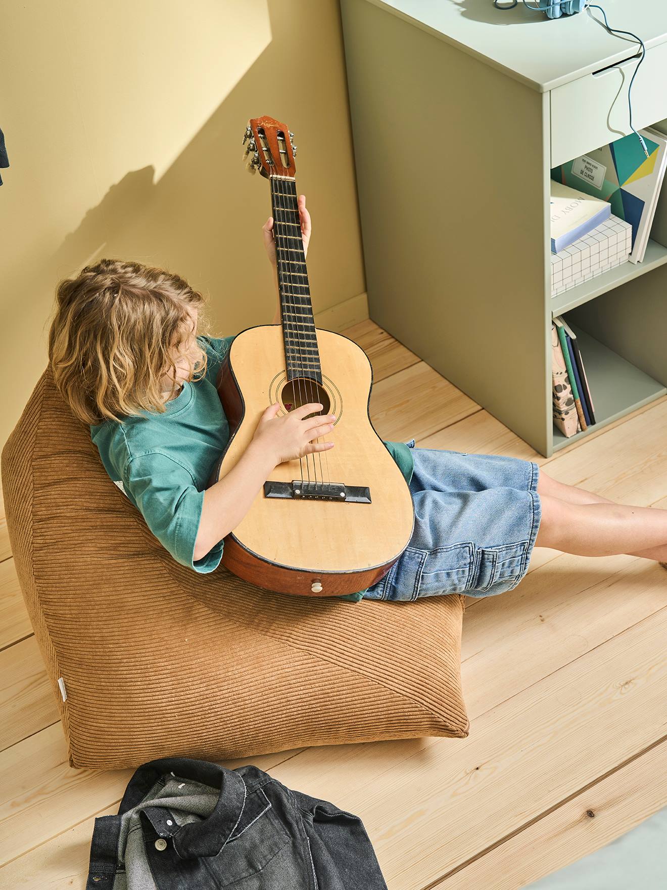 Thumbnail - Großer Kinder Sitzsack aus Cord camel